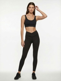 Asimetrik Yüksek Bel Dikiş Detaylı Slim Fit Spor Tayt