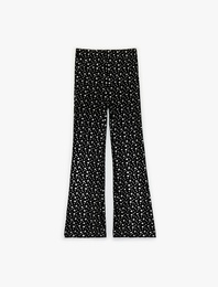 Simli Yıldız Desenli İspanyol Paça Pantolon