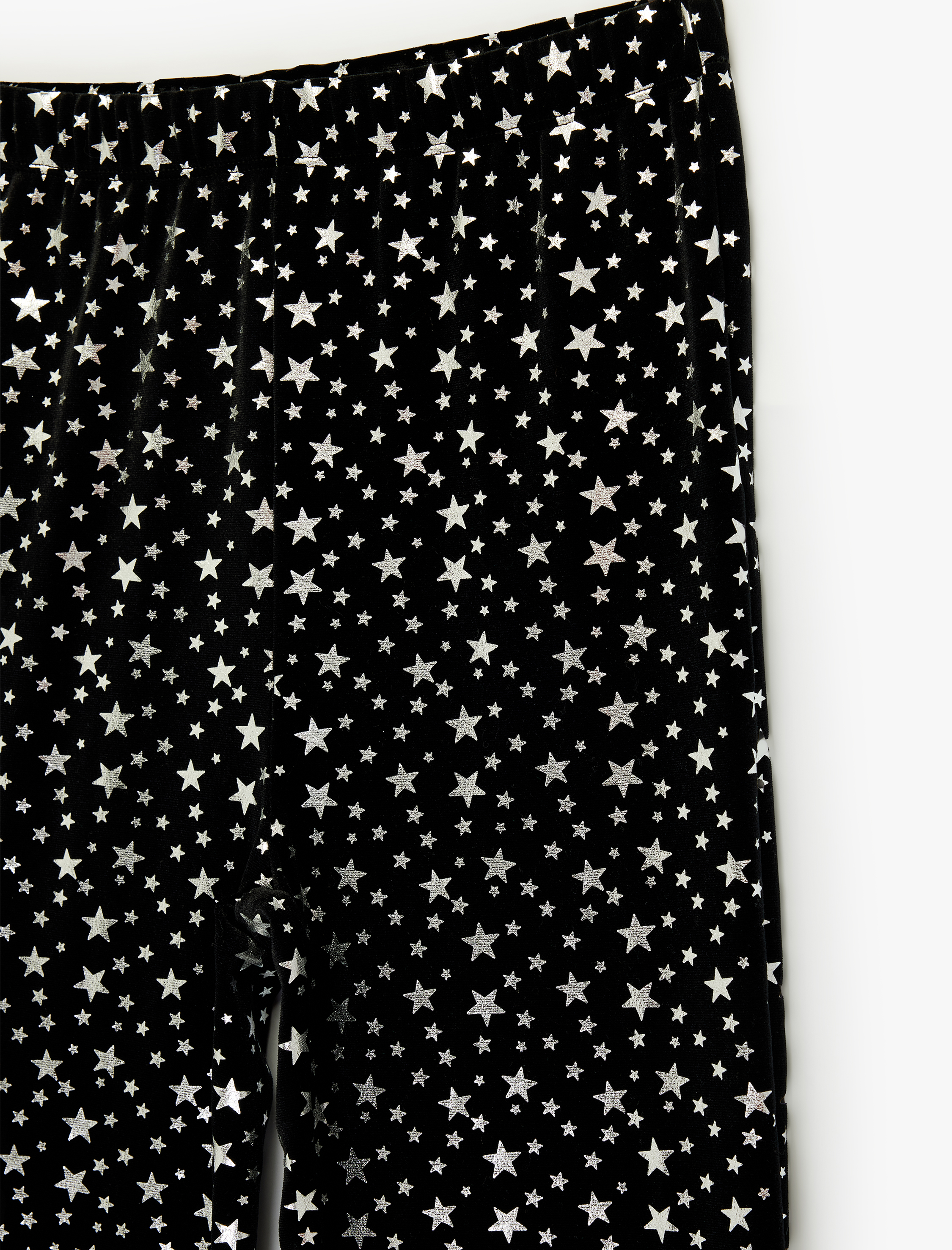  Kız Çocuk Simli Yıldız Desenli İspanyol Paça Pantolon