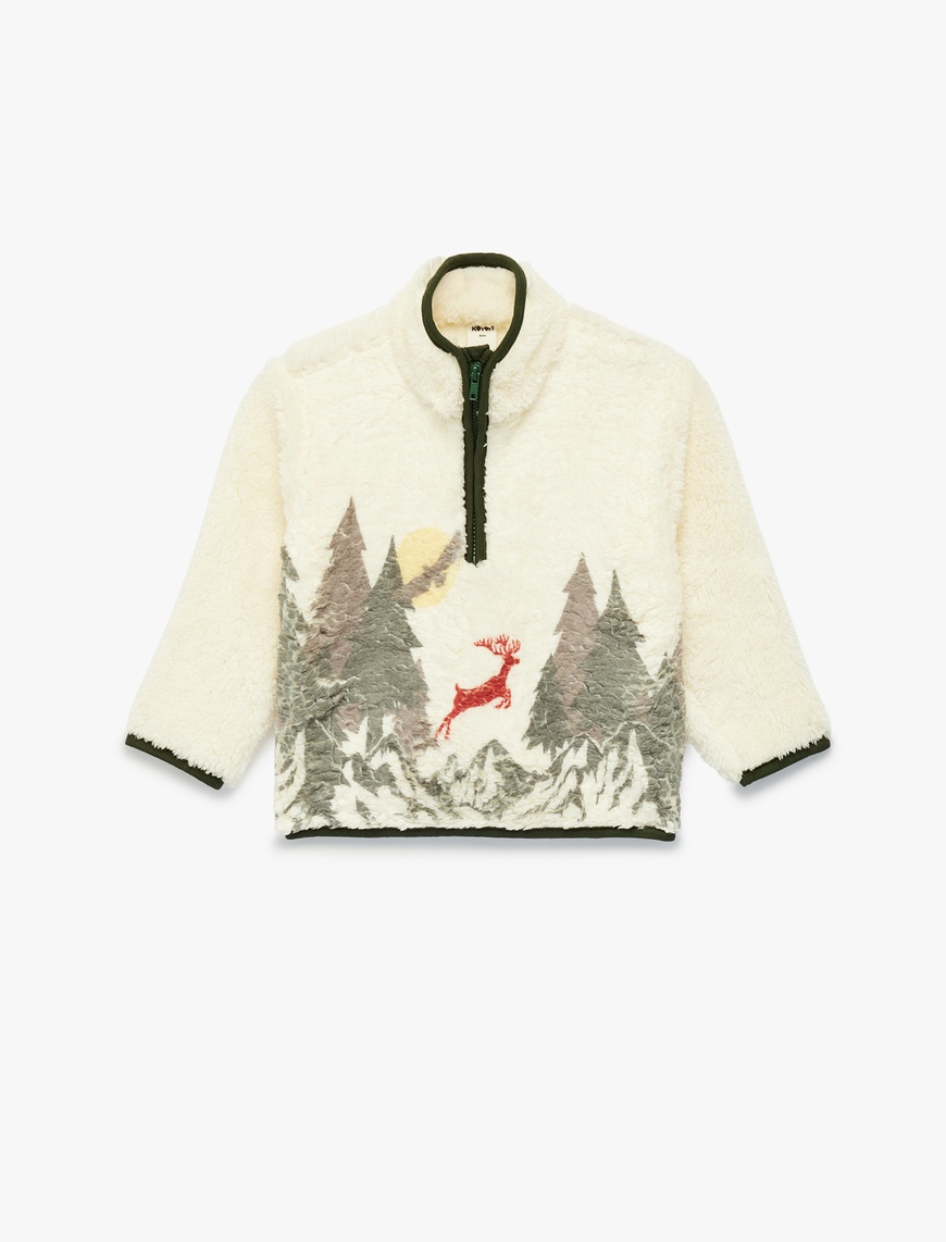 Koton Erkek Bebek Yarım Fermuarlı Uzun Kollu Dik Yaka Polar Sweatshirt