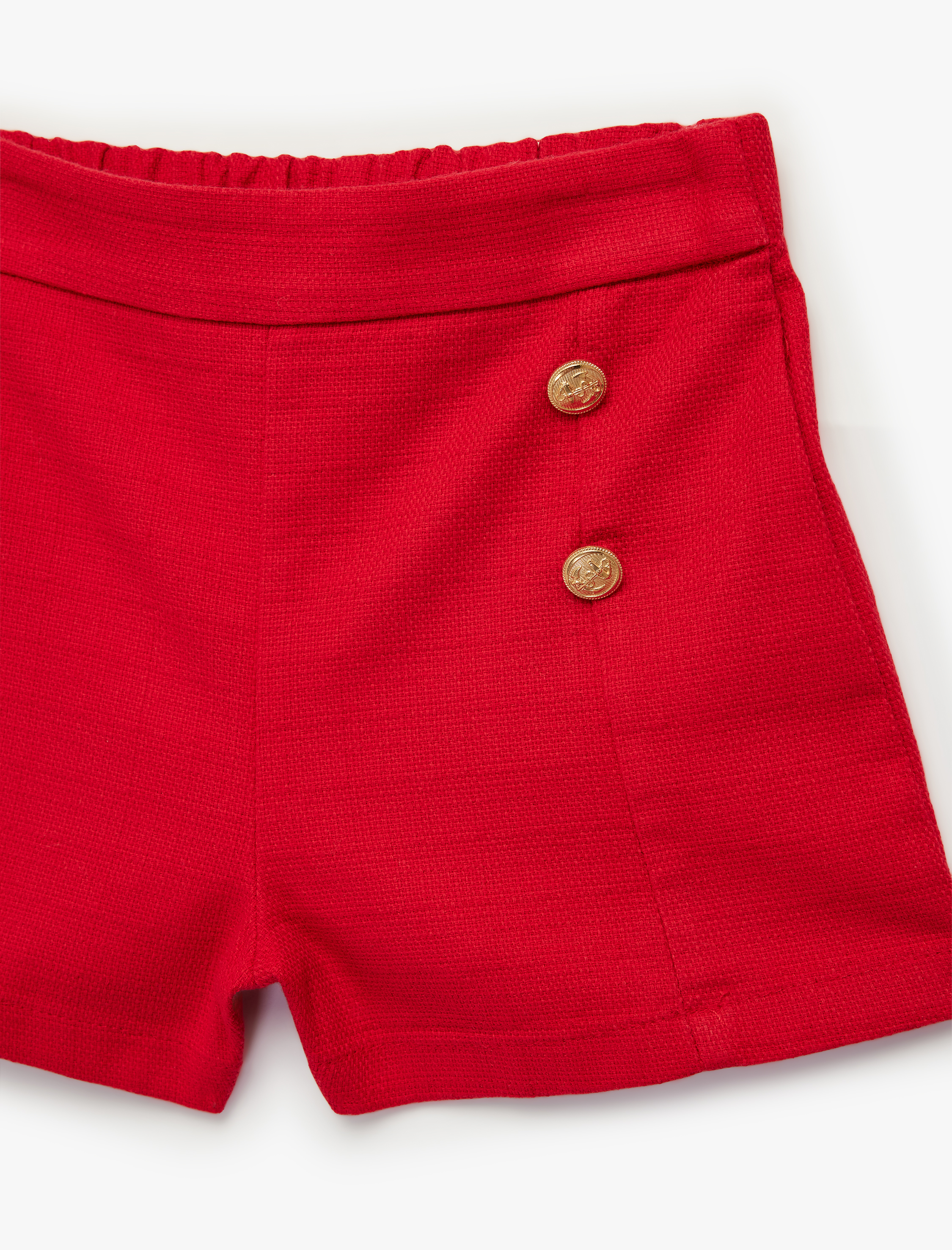  Kız Bebek Beli Lastikli Düğme Detaylı Pamuklu Şort