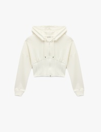 Koton X Sibil Çetinkaya - Slim Fit Uzun Kollu Kapüşonlu Crop Sweatshirt