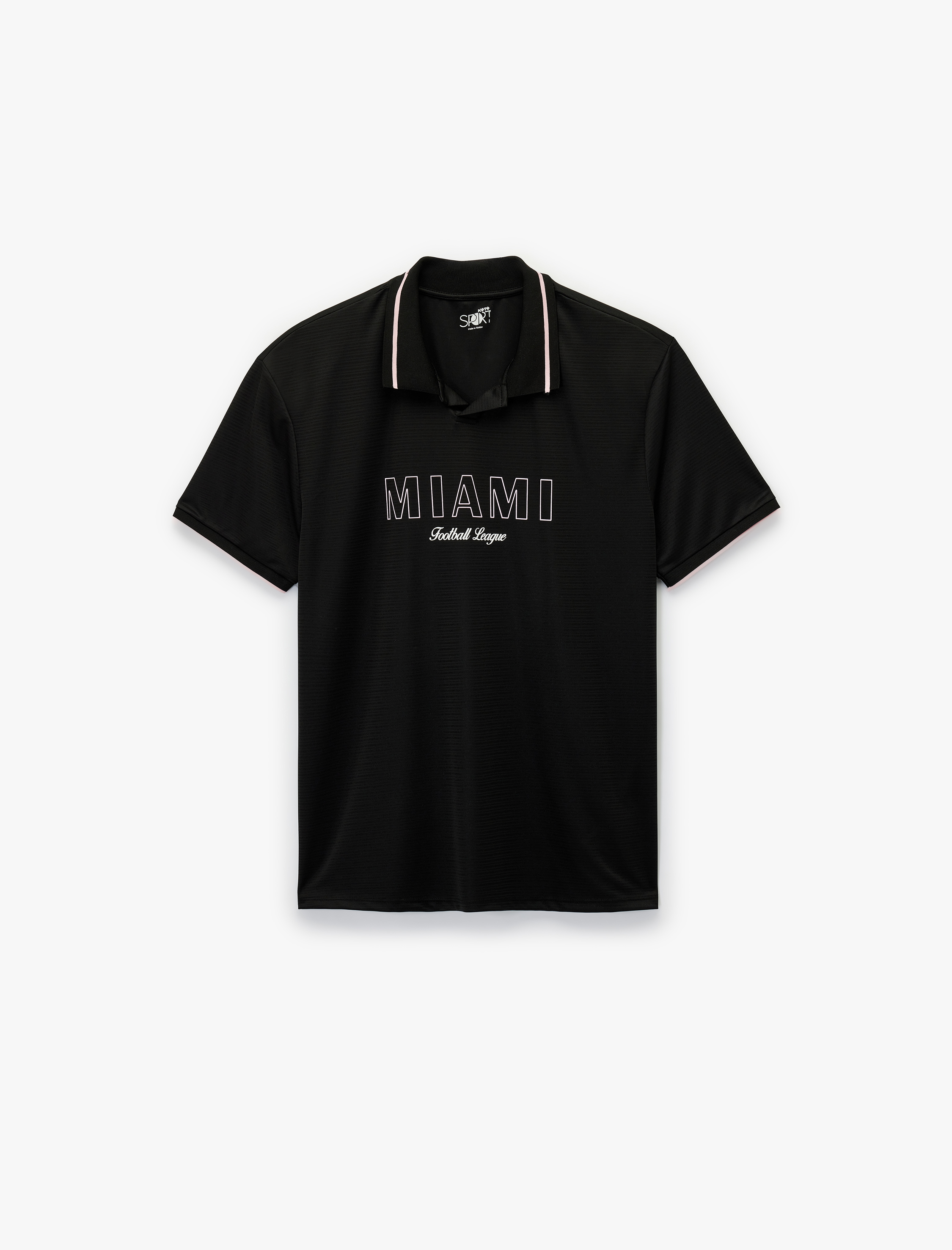   Rahat Kalıp Kısa Kollu Şerit Detaylı Polo Yaka Baskılı Spor Tişört