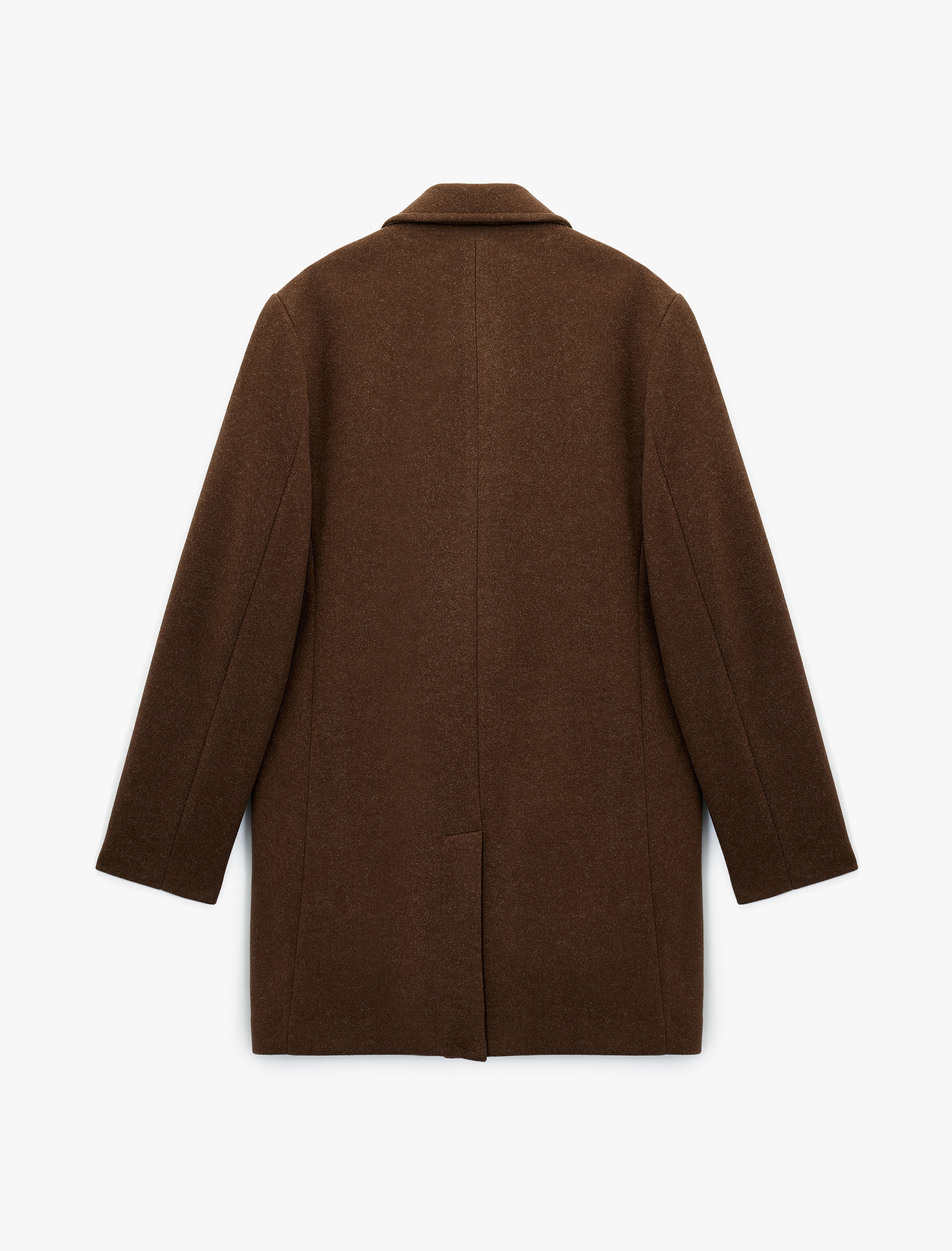   Regular Fit Cepli Mono Yaka Uzun Kaşe Kaban