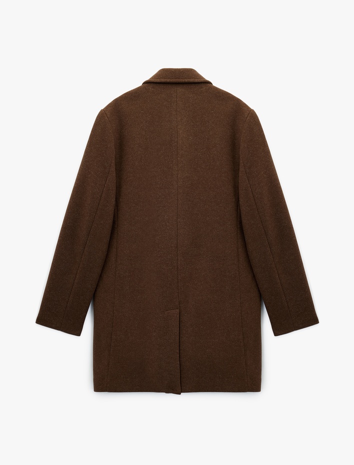  Regular Fit Cepli Mono Yaka Uzun Kaşe Kaban