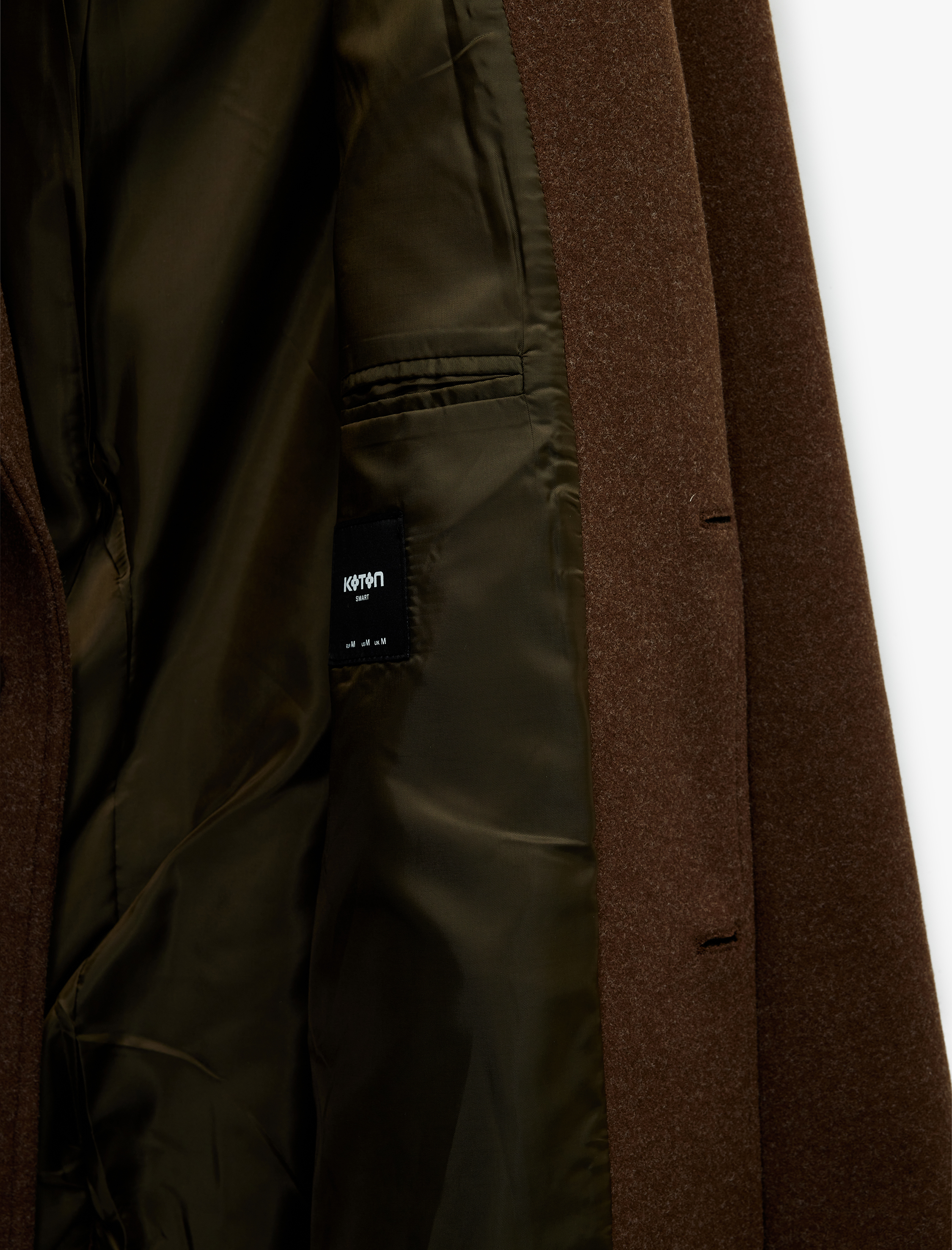   Regular Fit Cepli Mono Yaka Uzun Kaşe Kaban