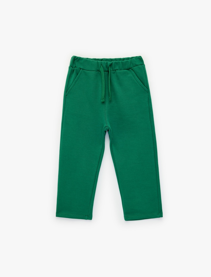 Erkek Bebek Pamuklu Beli Bağcıklı Basic Şardonlu Eşofman Altı