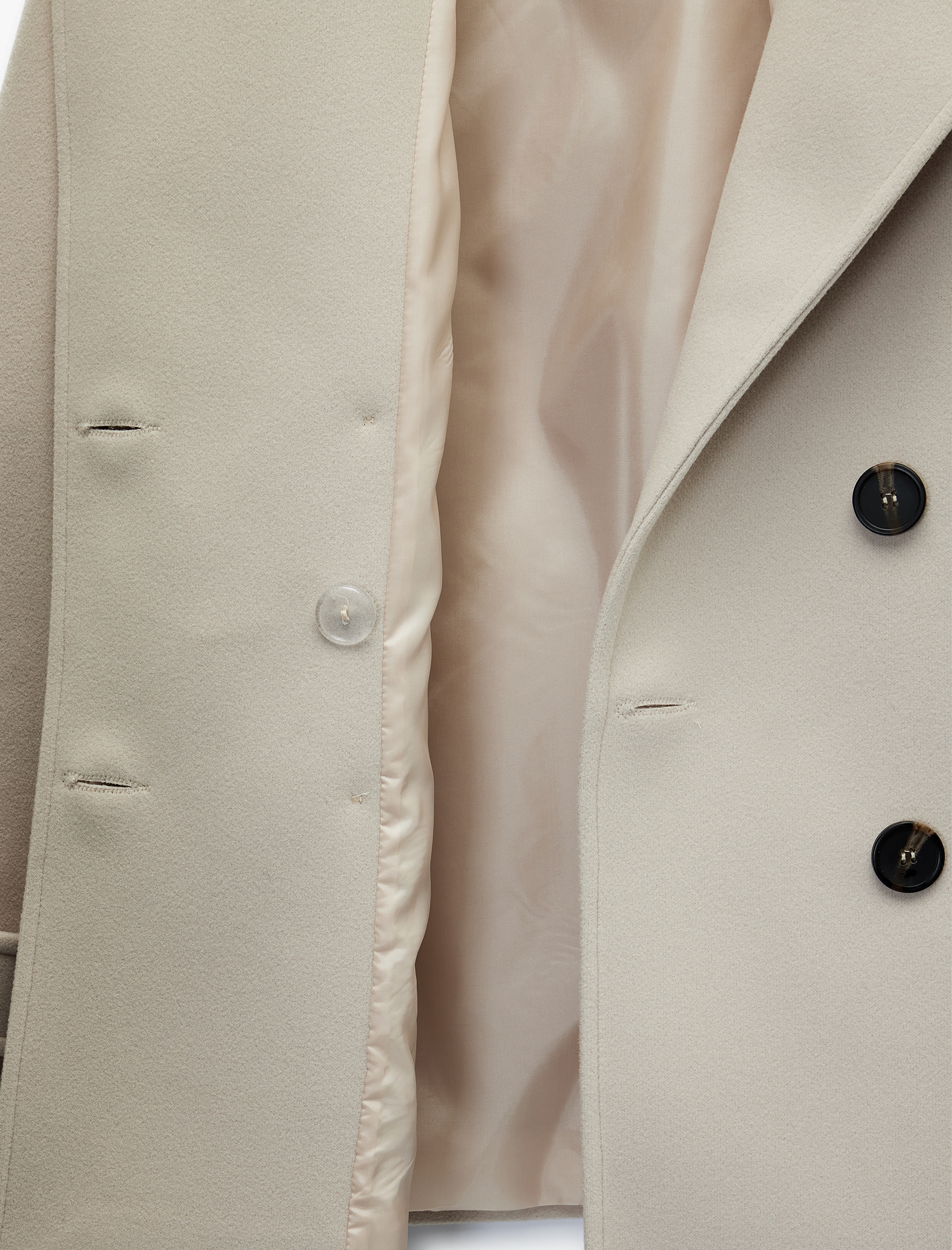   Cepli Düğmeli Kruvaze Uzun Kollu Kısa Kaşe Kaban