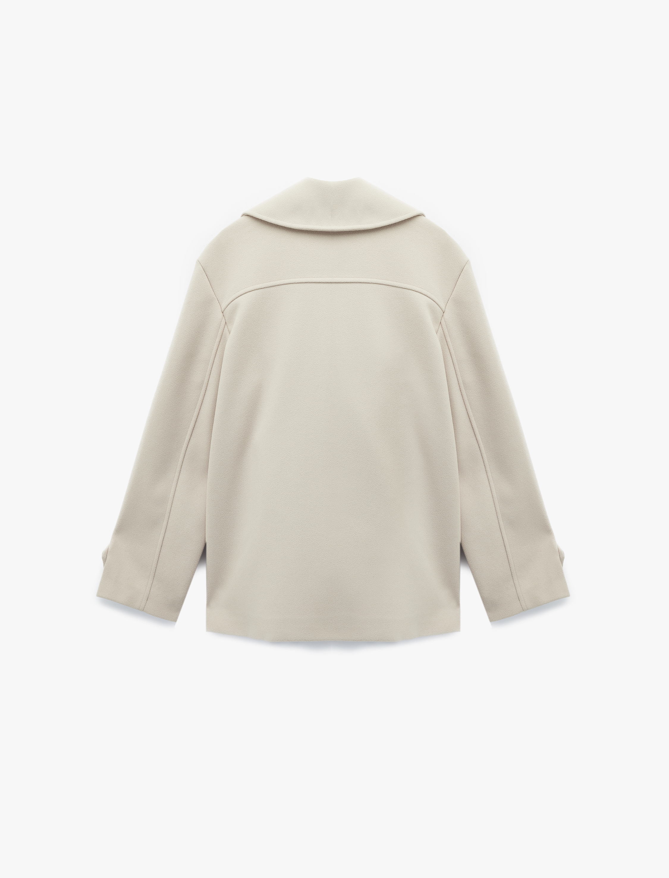   Cepli Düğmeli Kruvaze Uzun Kollu Kısa Kaşe Kaban