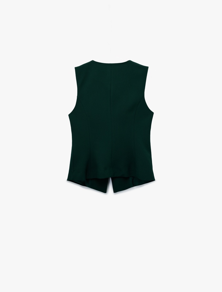  Bisiklet Yaka Düğmeli Blazer Yelek