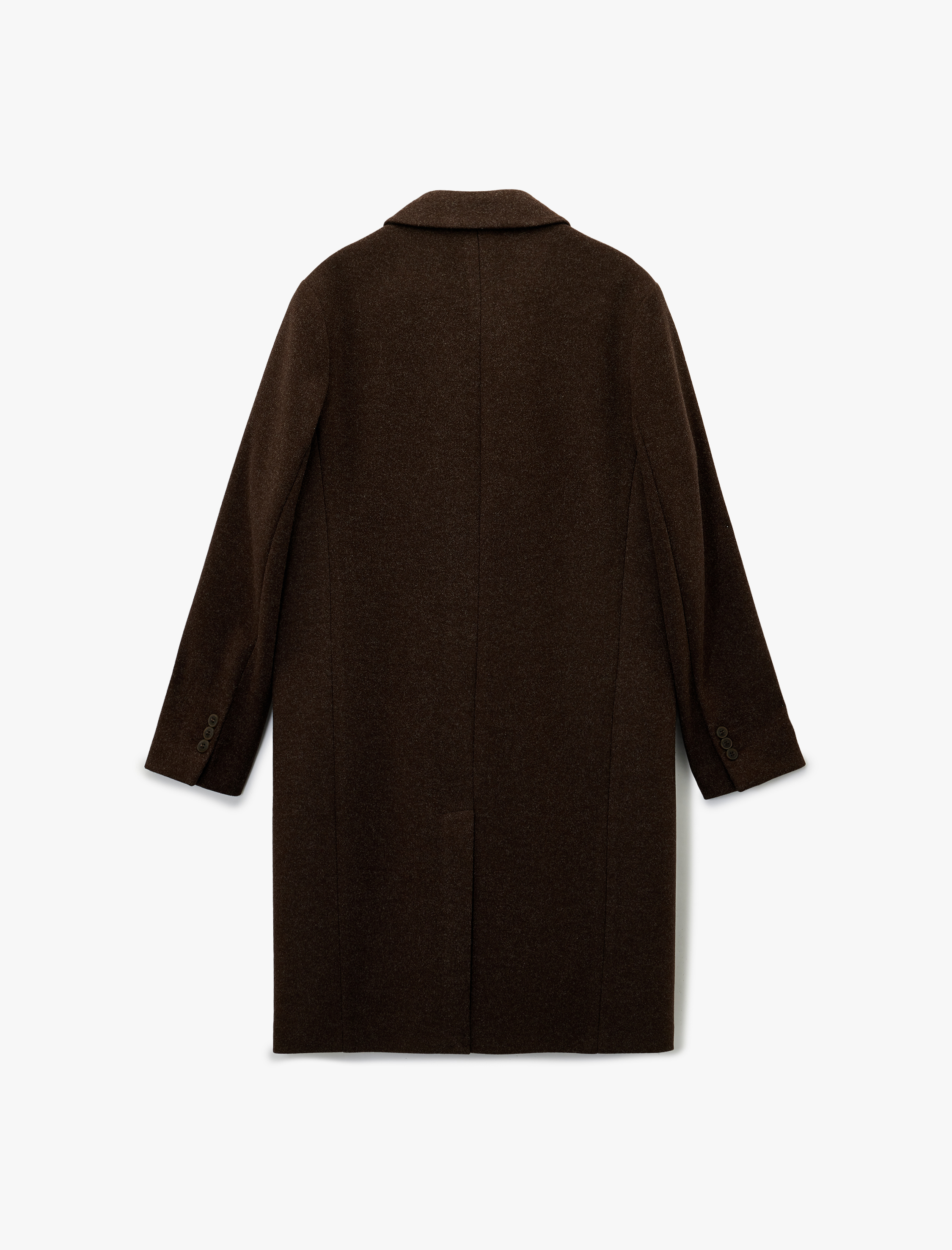   Regular Fit Cepli Mono Yaka Düğmeli Uzun Kaşe Kaban