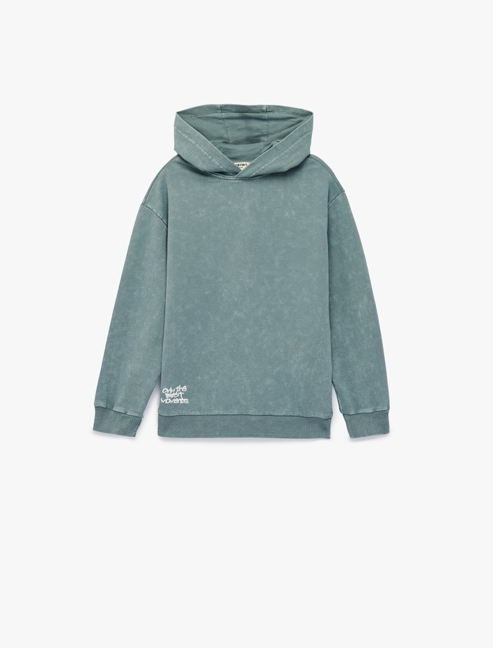 Erkek Çocuk Pamuklu Uzun Kollu Oversize Kapşonlu Sweatshirt