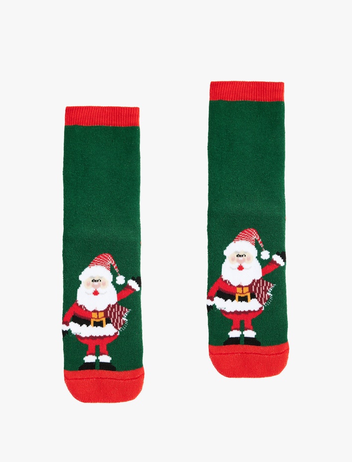 Erkek Çocuk Pamuklu Noel Baba Baskılı Yılbaşı Çorap