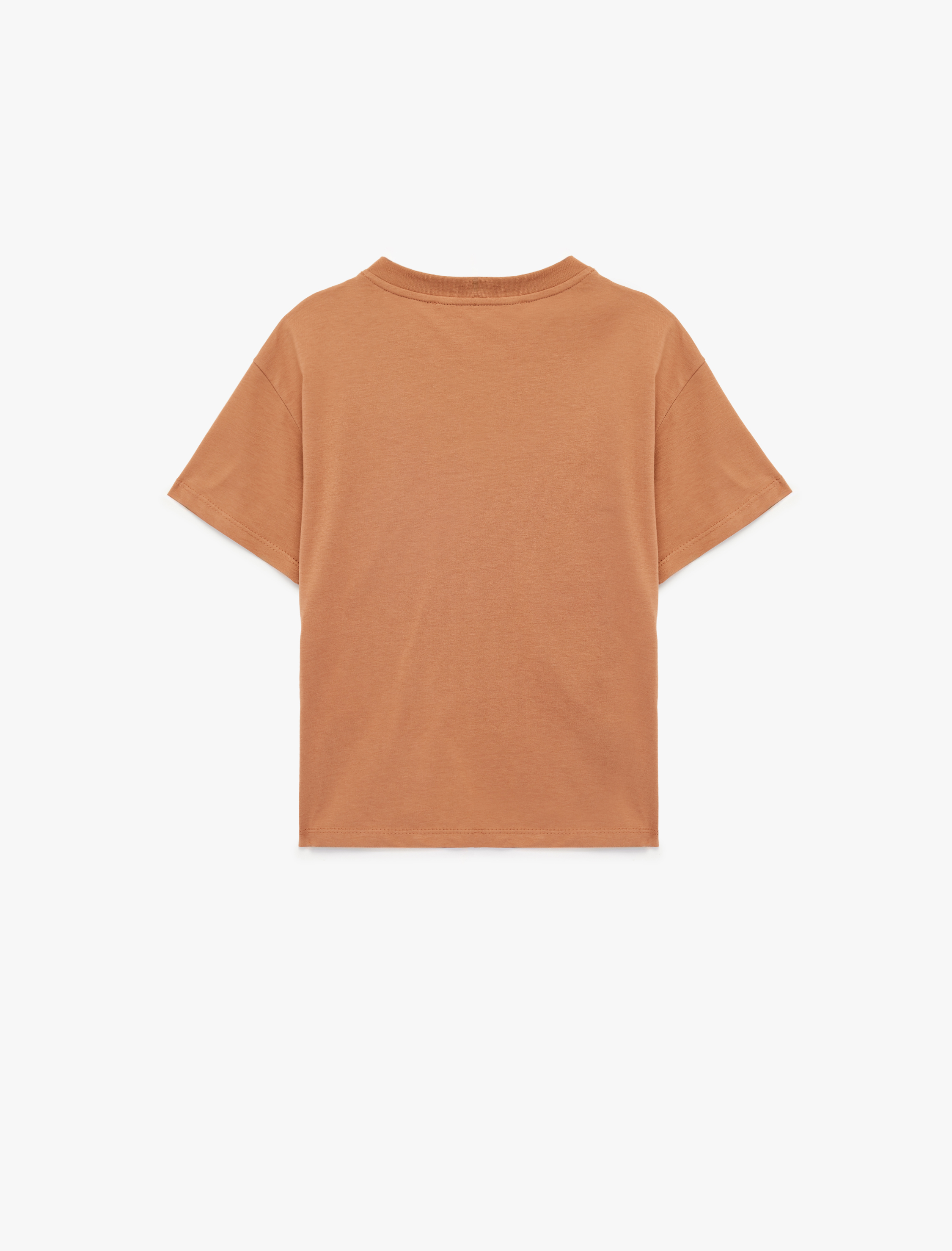  Kız Çocuk Kısa Kollu Bisiklet Yaka Kedi Baskılı Pamuklu Tişört