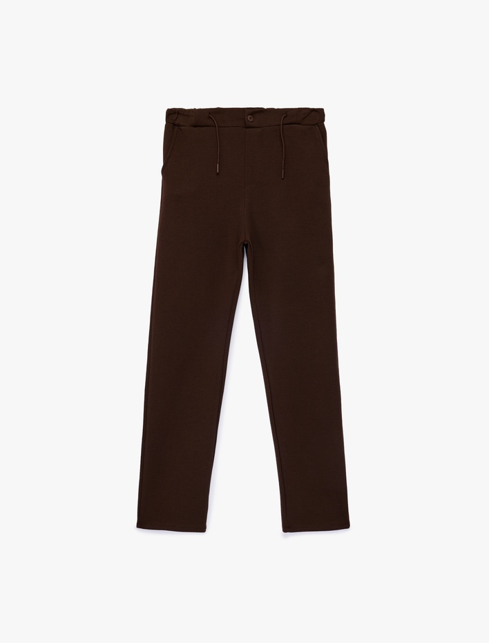 Erkek Çocuk Beli Bağcıklı Pamuklu Şardonlu Pantolon Görünümlü Eşofman Altı