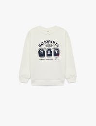 Lisanslı Harry Potter Baskılı Uzun Kollu Bisiklet Yaka Sweatshirt
