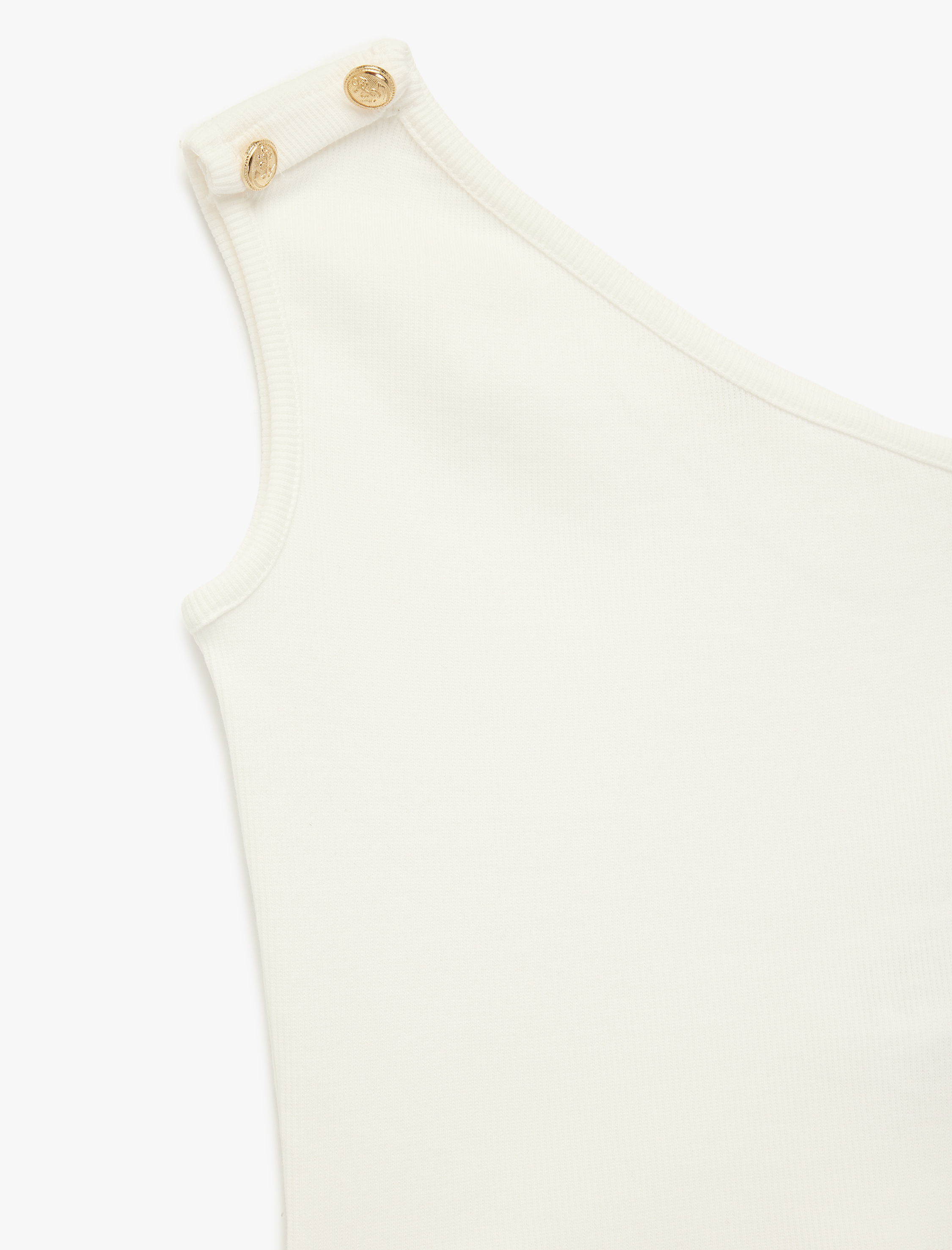  Kız Çocuk Düğme Detaylı Kolsuz Pamuklu Tek Omuz Crop Atlet