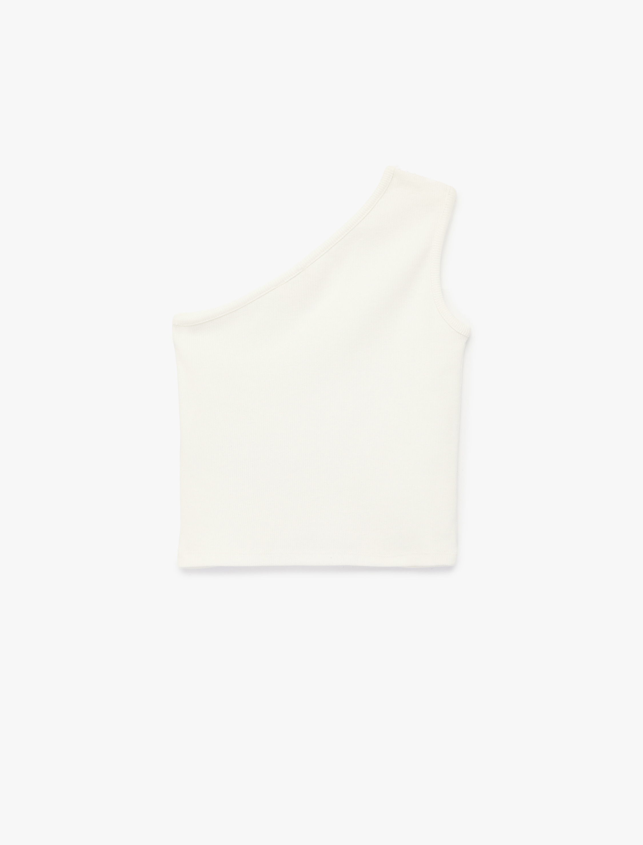  Kız Çocuk Düğme Detaylı Kolsuz Pamuklu Tek Omuz Crop Atlet