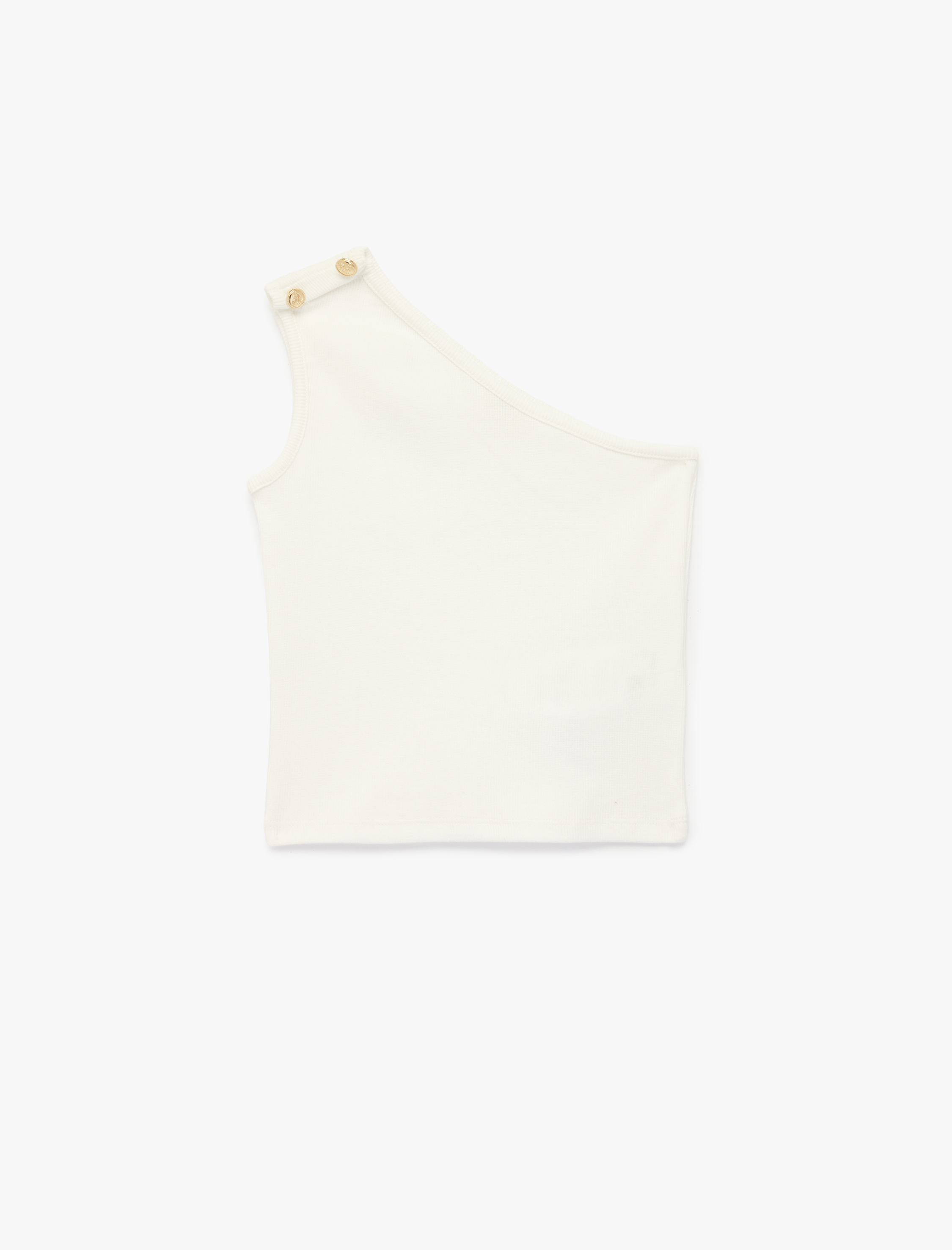  Kız Çocuk Düğme Detaylı Kolsuz Pamuklu Tek Omuz Crop Atlet