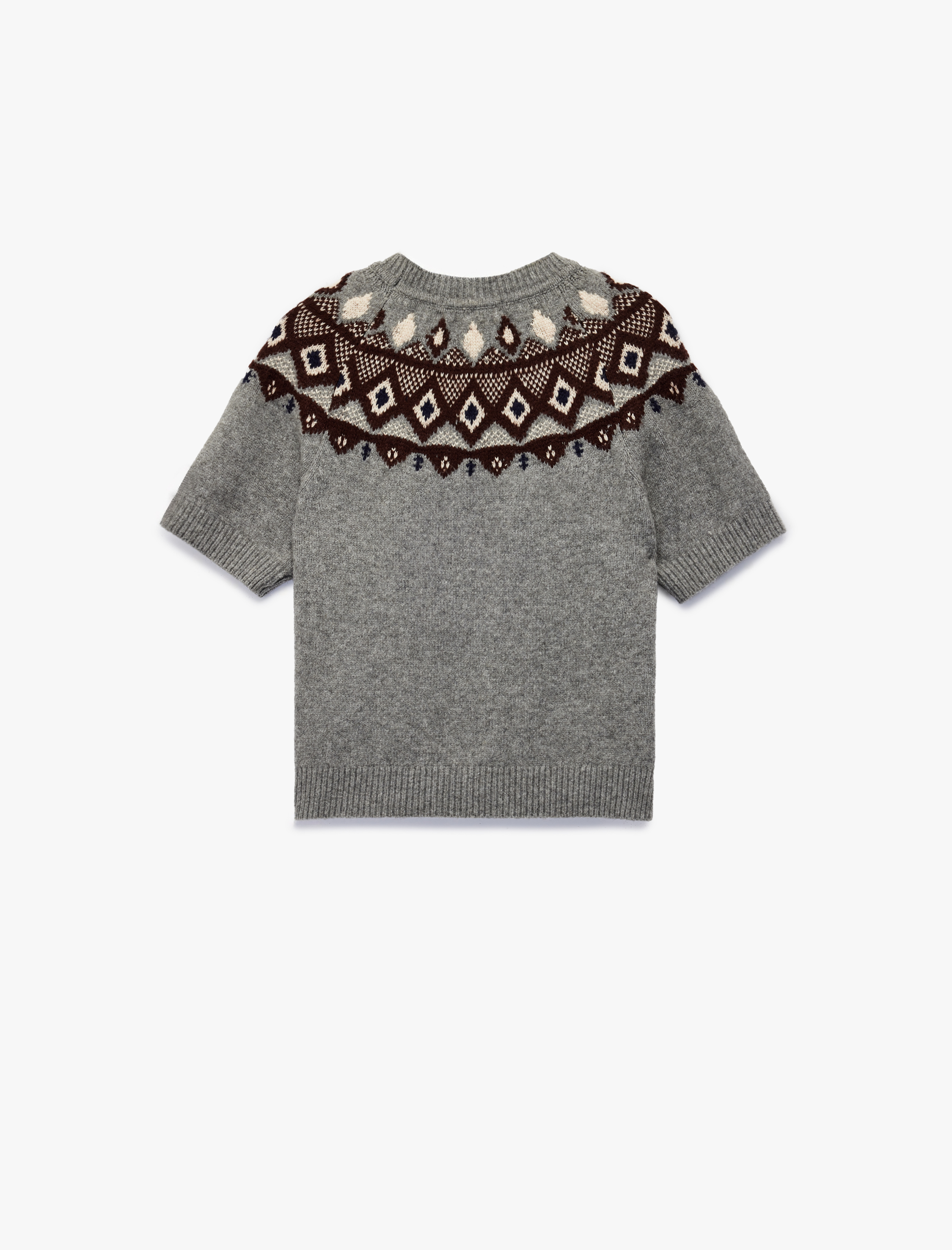   Koton X Melis Ağazat - Kısa Kollu Bisiklet Yaka Desenli Triko Kazak