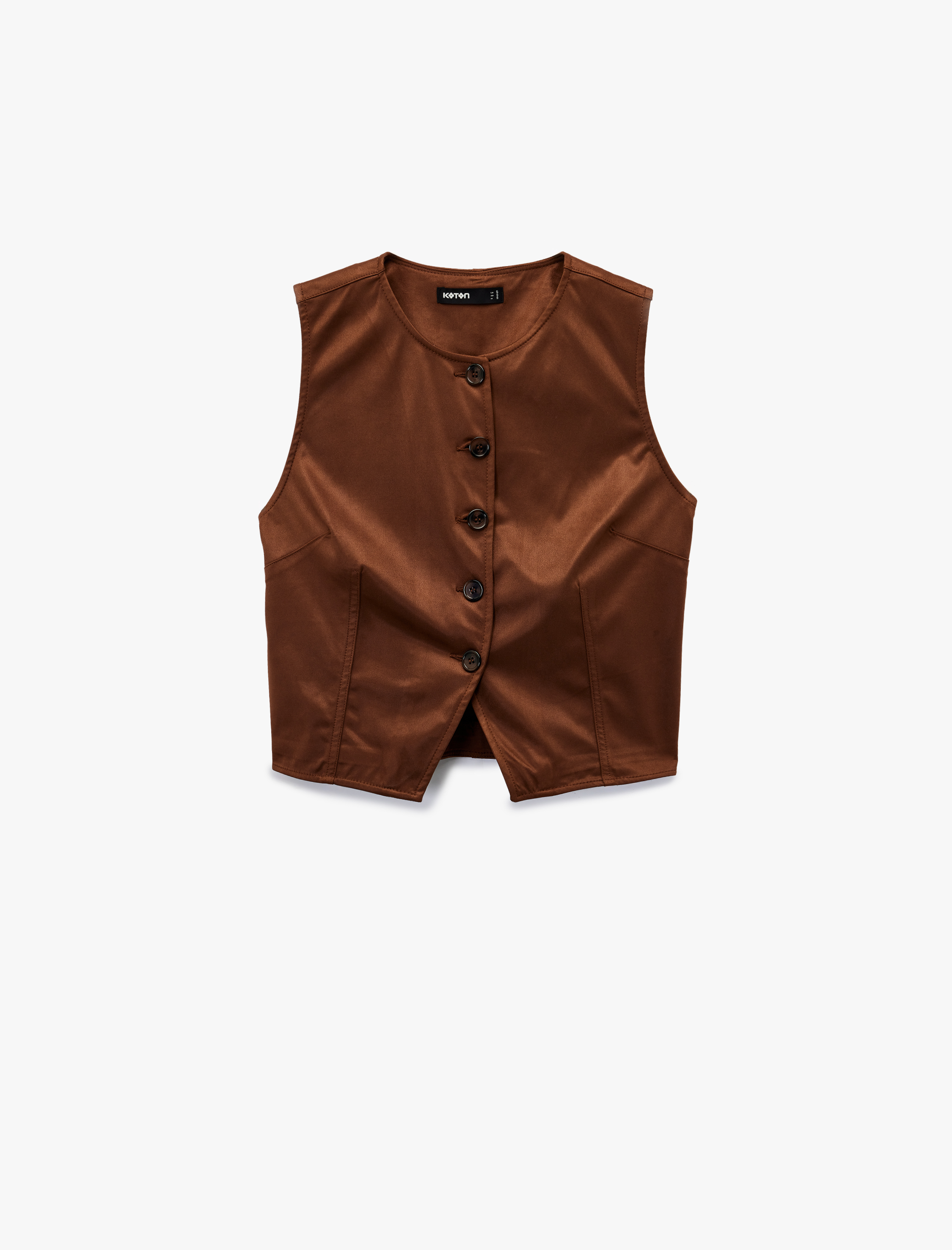   Düğmeli Bisiklet Yaka Suni Süet Yelek