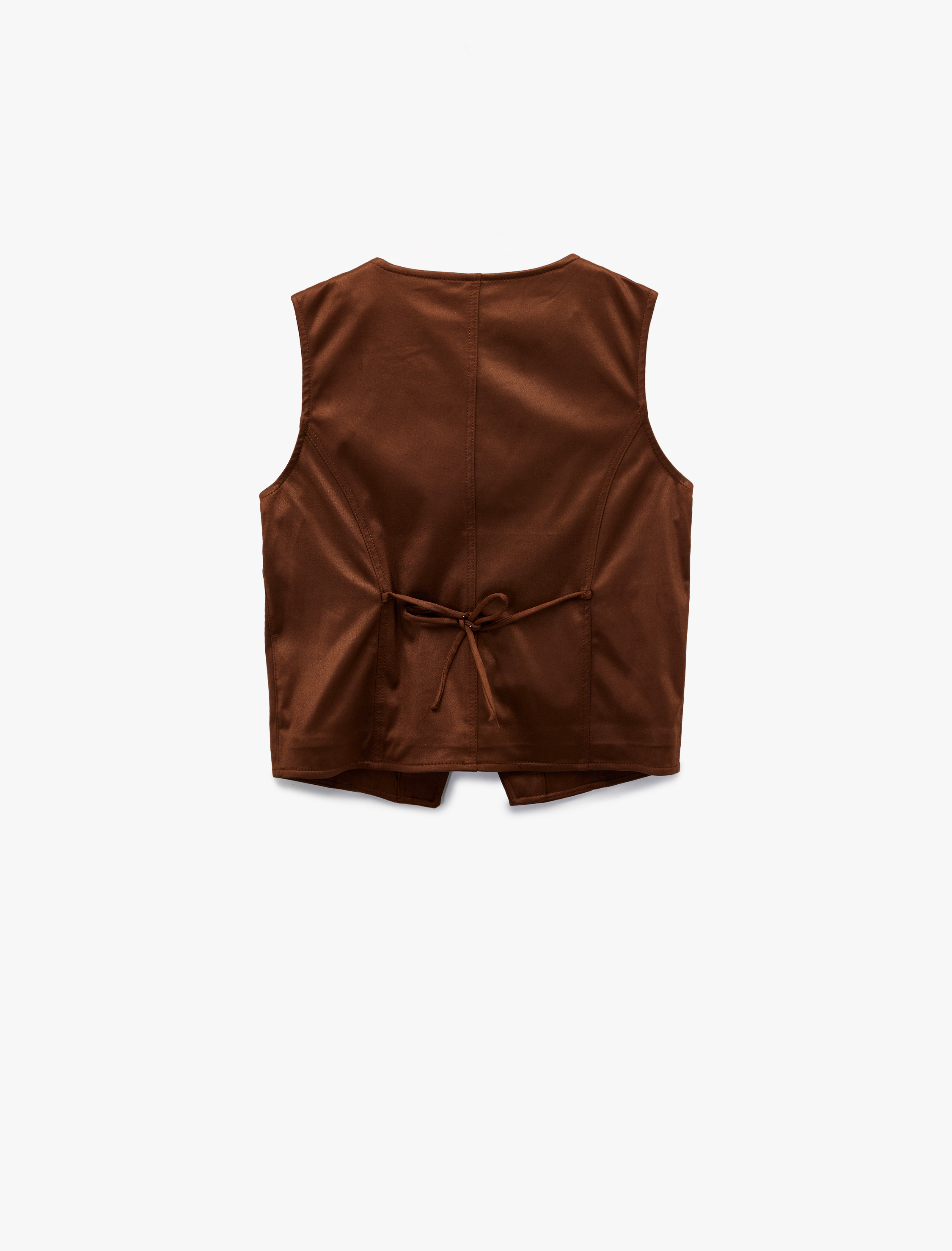   Düğmeli Bisiklet Yaka Suni Süet Yelek