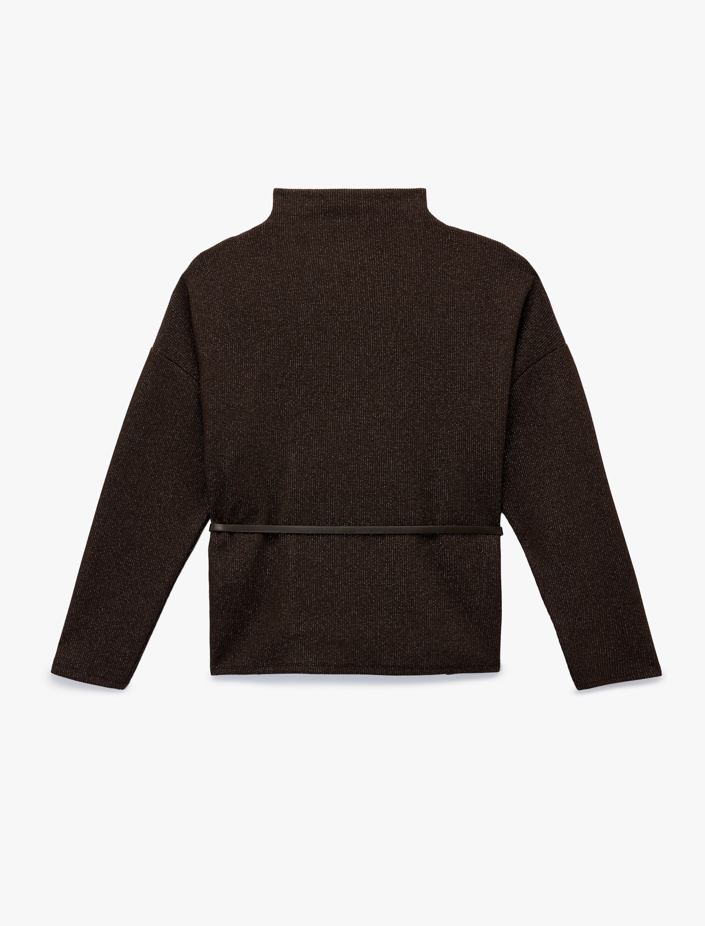   Koton X Şahika Ercümen - Slim Fit Uzun Kollu Işıltılı Dik Yaka Kemerli Kazak