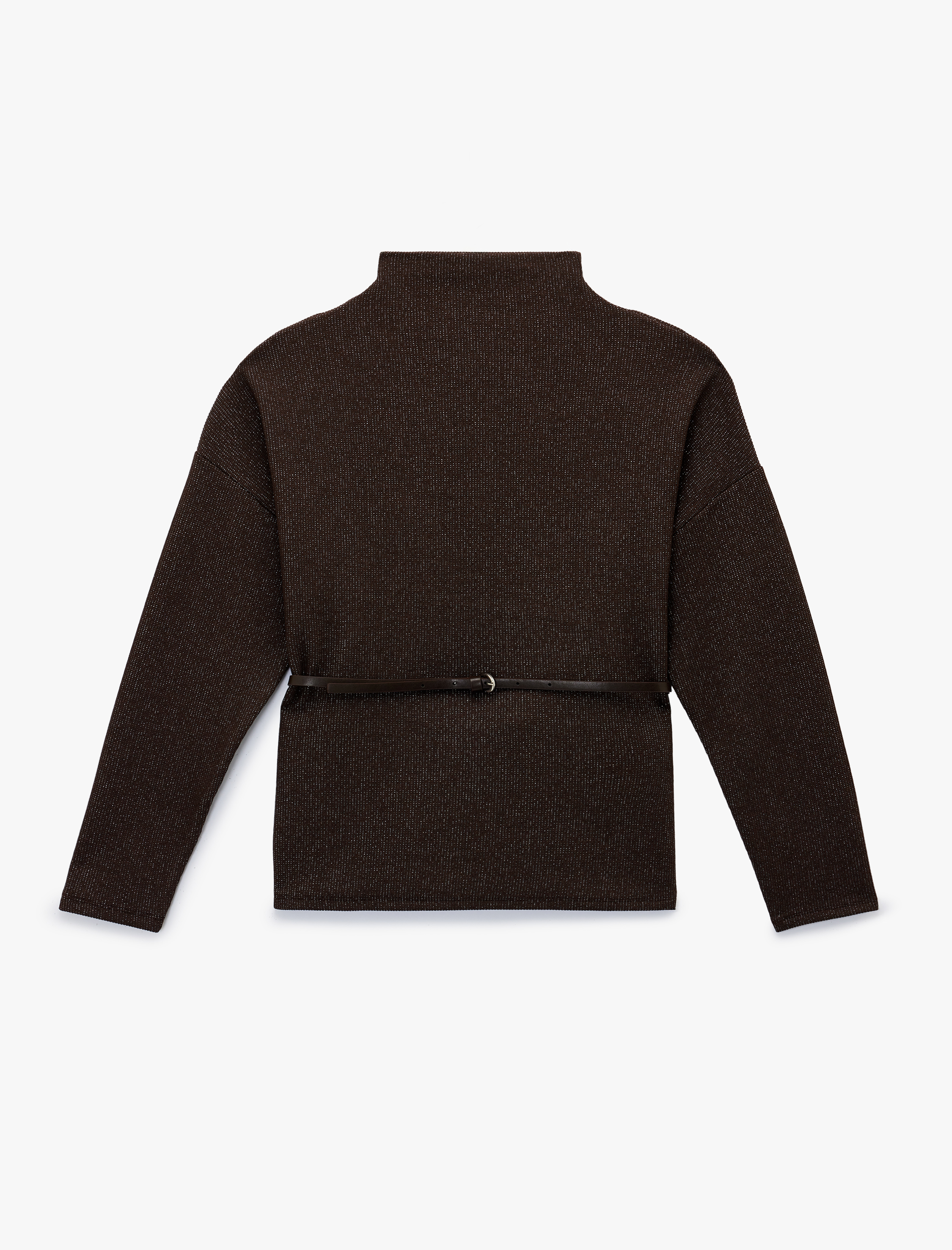   Koton X Şahika Ercümen - Slim Fit Uzun Kollu Işıltılı Dik Yaka Kemerli Kazak