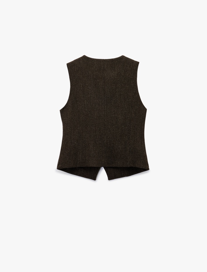  Koton X Şahika Ercümen - Slim Fit Asimetrik Düğmeli Yelek