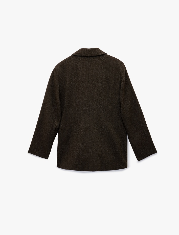  Koton X Şahika Ercümen - Uzun Kollu Koyun Yünü Karışımlı Blazer Ceket