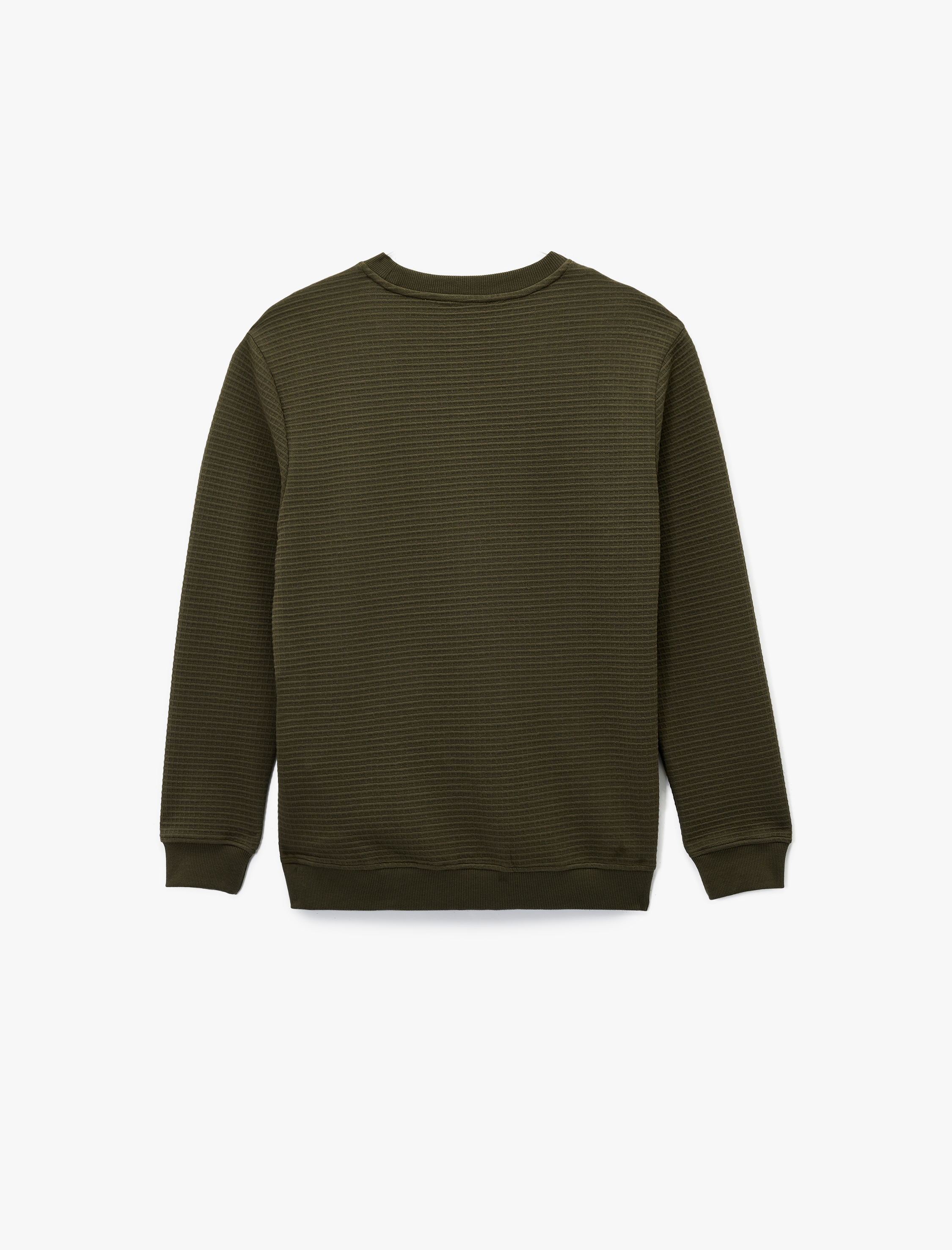   Regular Fit Uzun Kollu Dokulu Bisiklet Yaka Sweatshirt