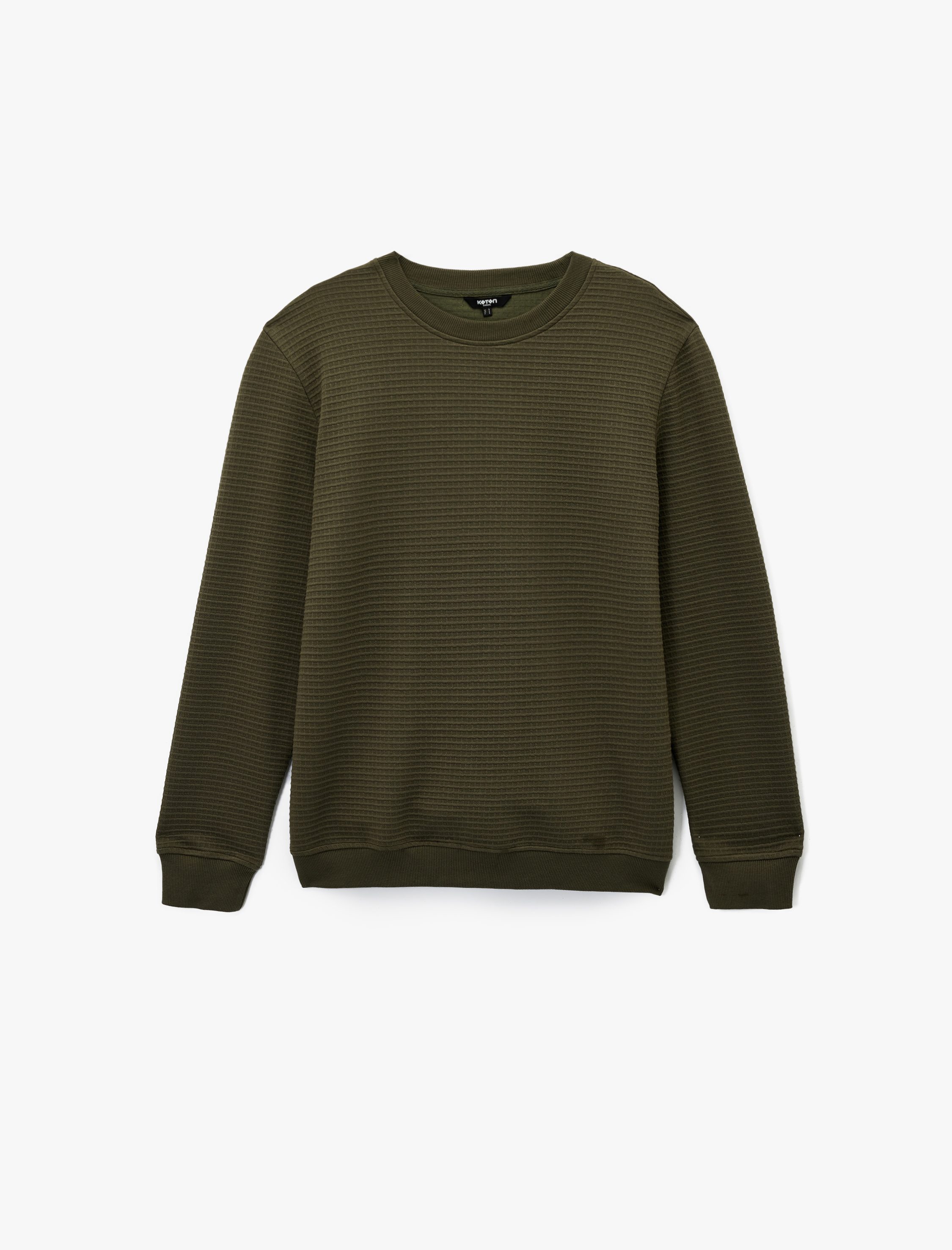   Regular Fit Uzun Kollu Dokulu Bisiklet Yaka Sweatshirt