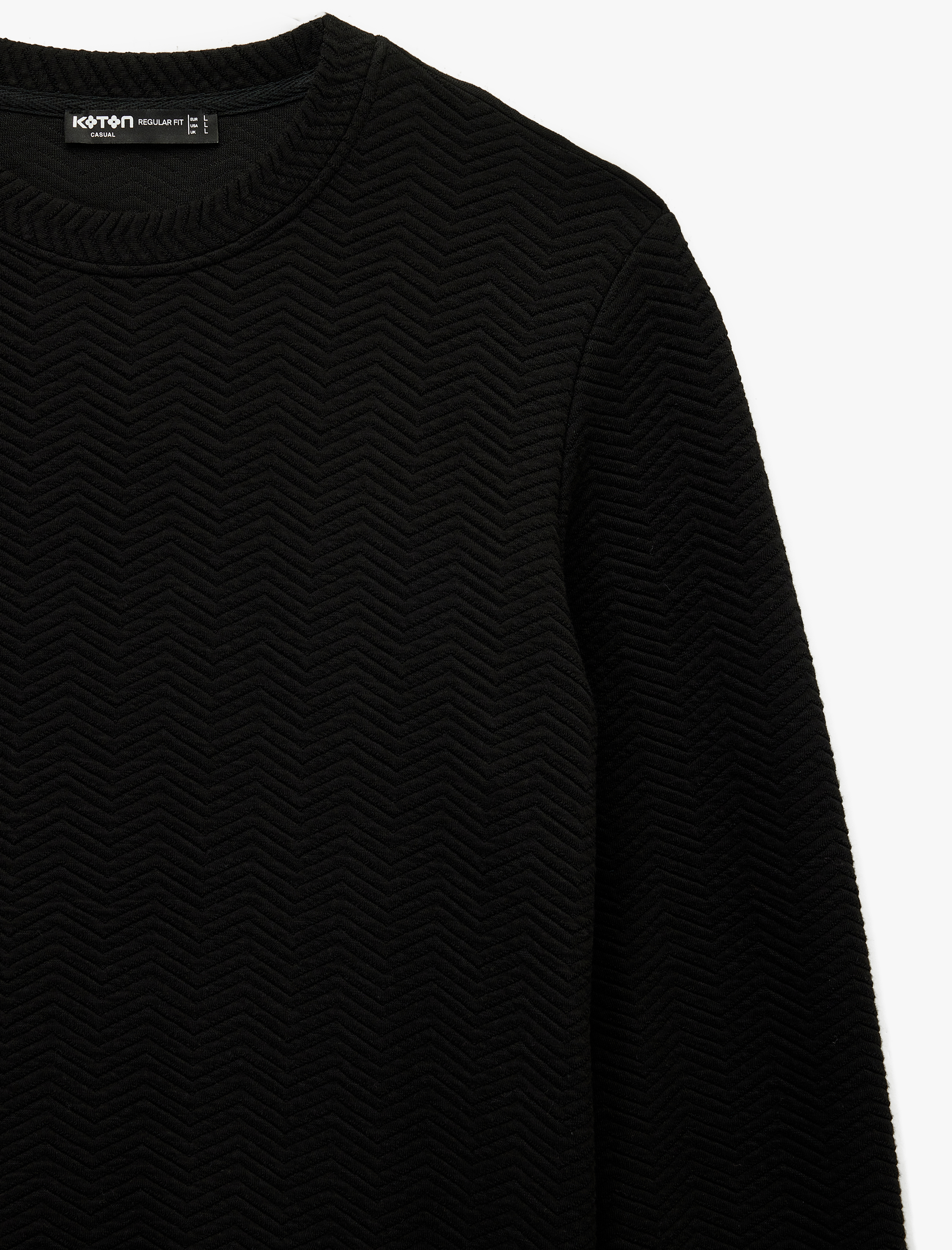   Uzun Kollu Regular Fit Dokulu Bisiklet Yaka Sweatshirt