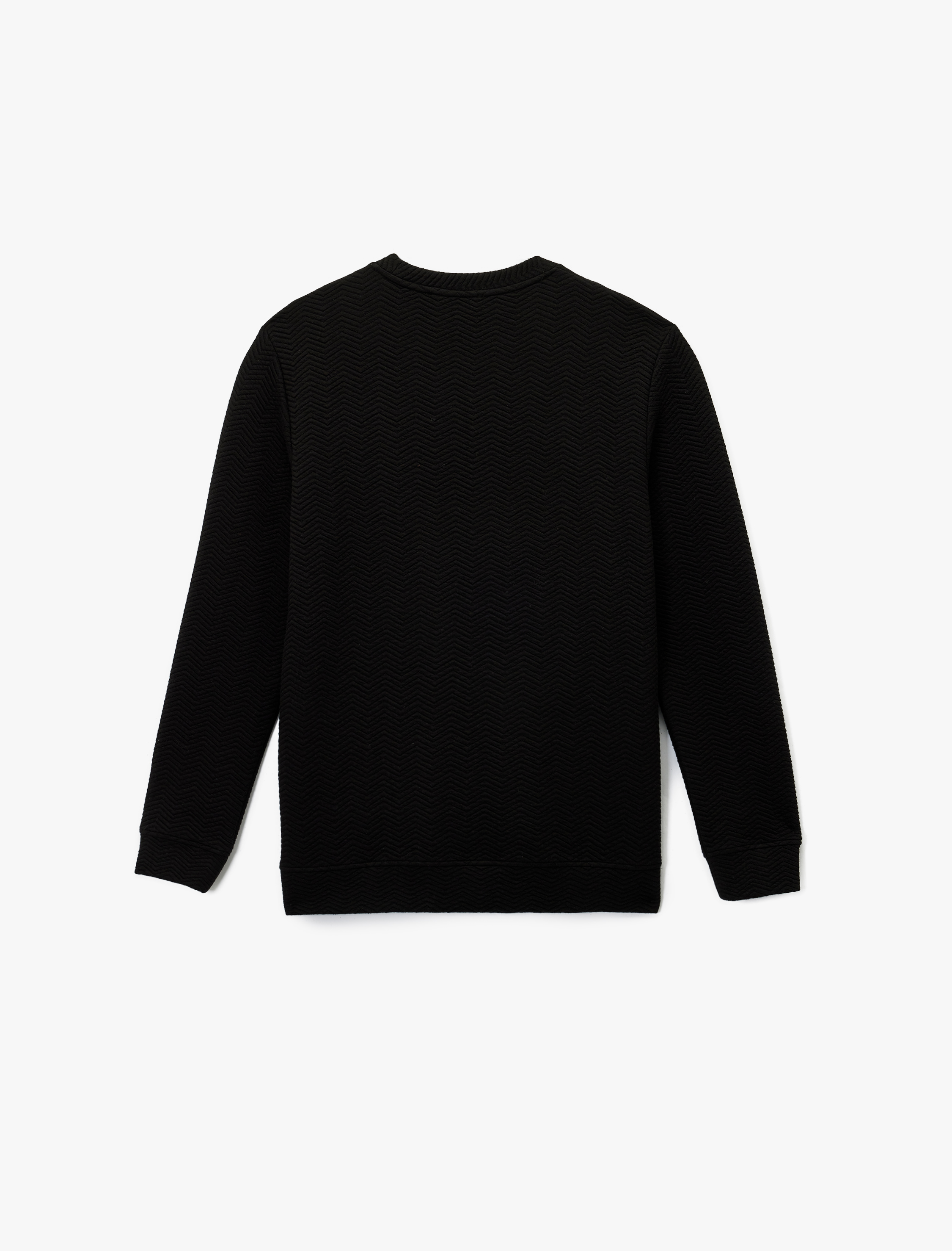   Uzun Kollu Regular Fit Dokulu Bisiklet Yaka Sweatshirt