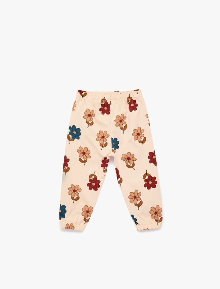 Kız Bebek Pamuklu Beli Lastikli Çiçekli Jogger Eşofman Altı