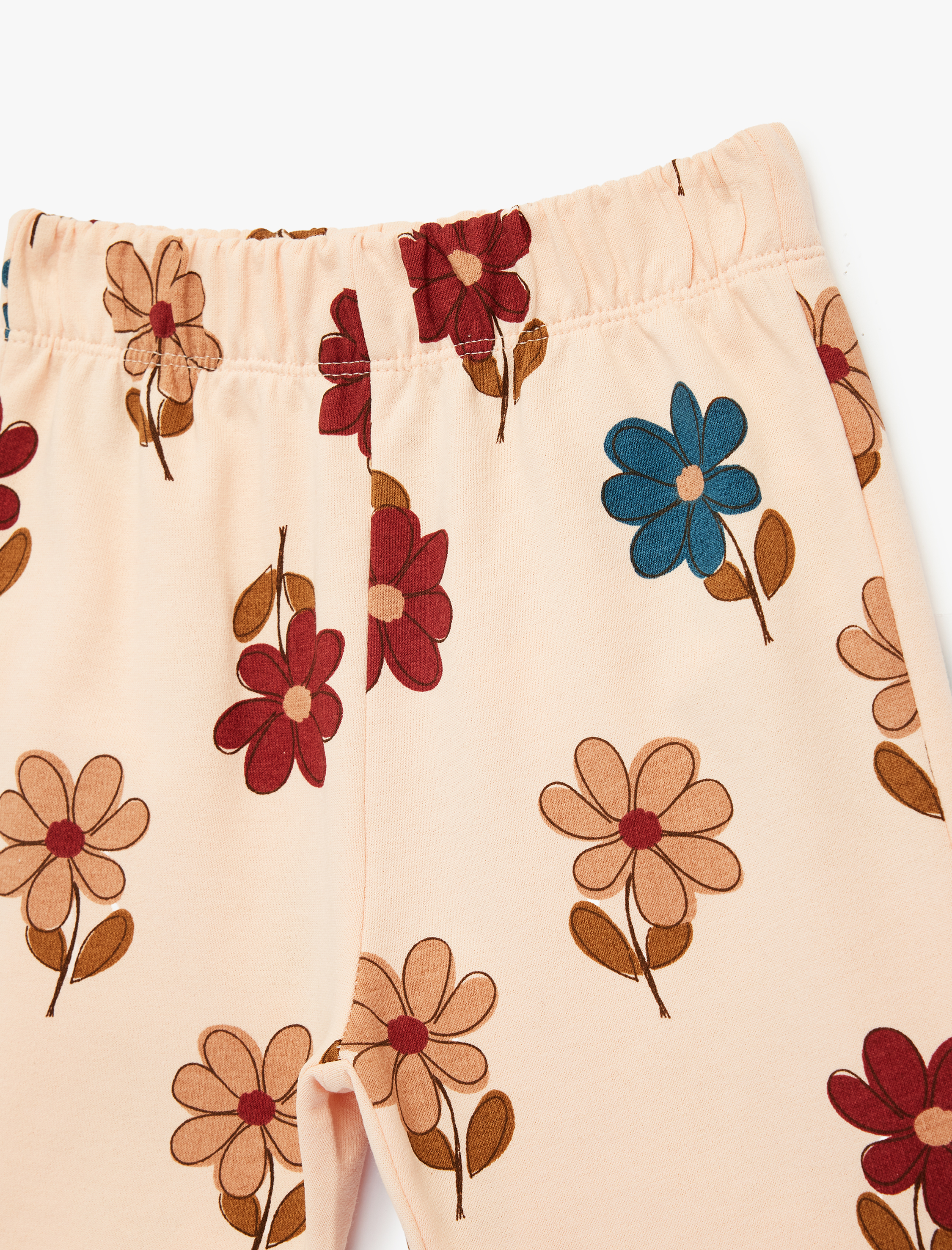  Kız Bebek Pamuklu Beli Lastikli Çiçekli Jogger Eşofman Altı