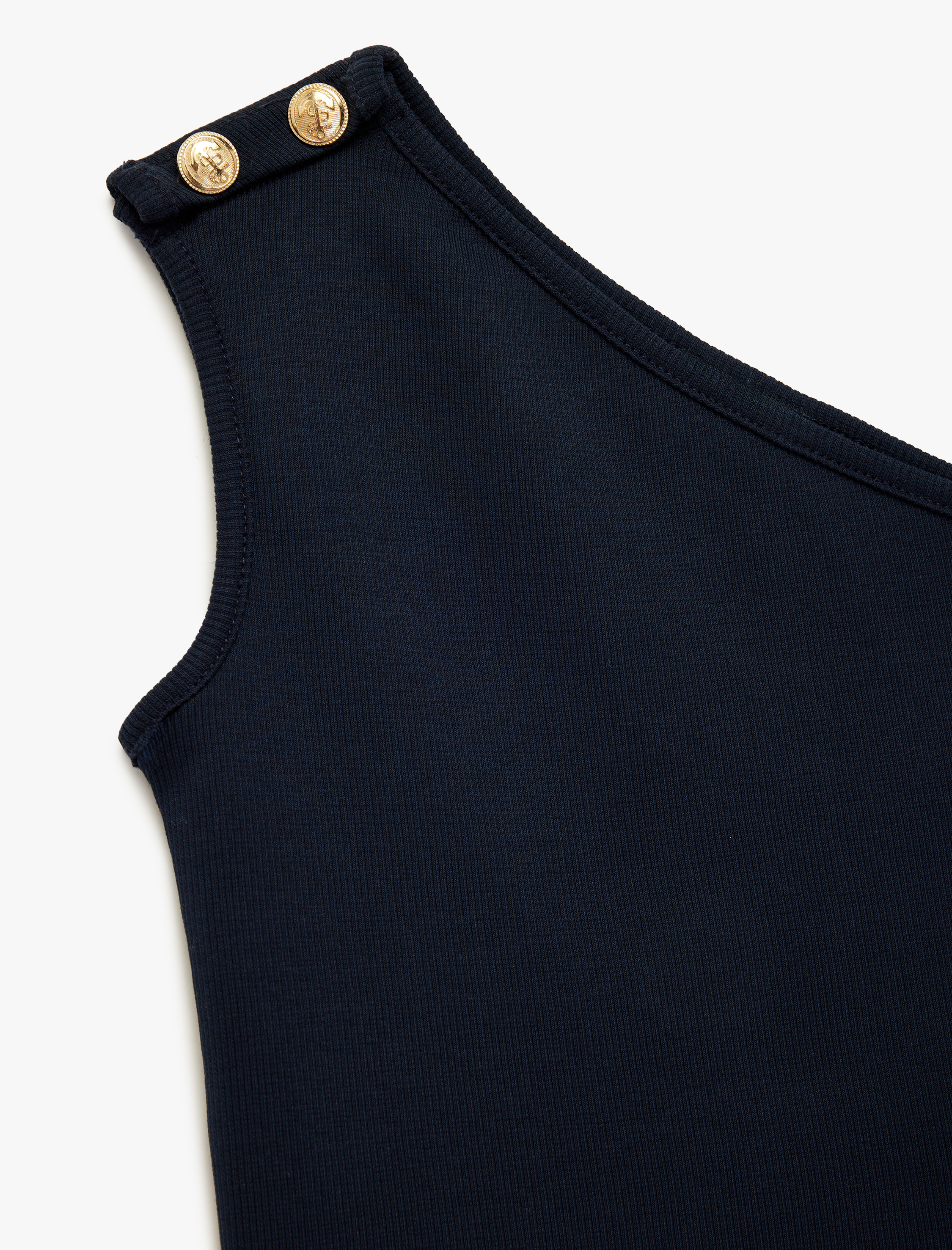  Kız Çocuk Düğme Detaylı Kolsuz Pamuklu Tek Omuz Crop Atlet