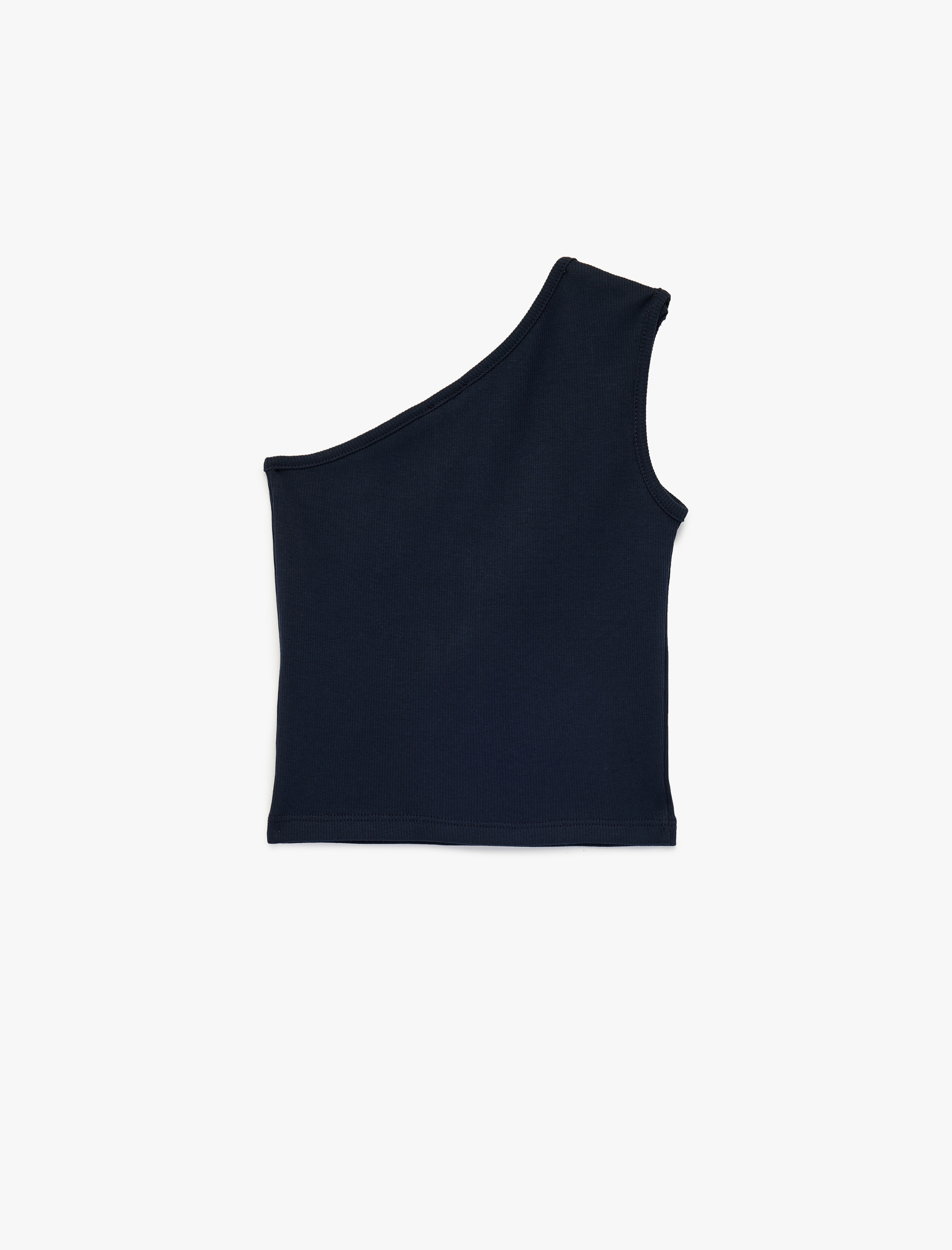  Kız Çocuk Düğme Detaylı Kolsuz Pamuklu Tek Omuz Crop Atlet