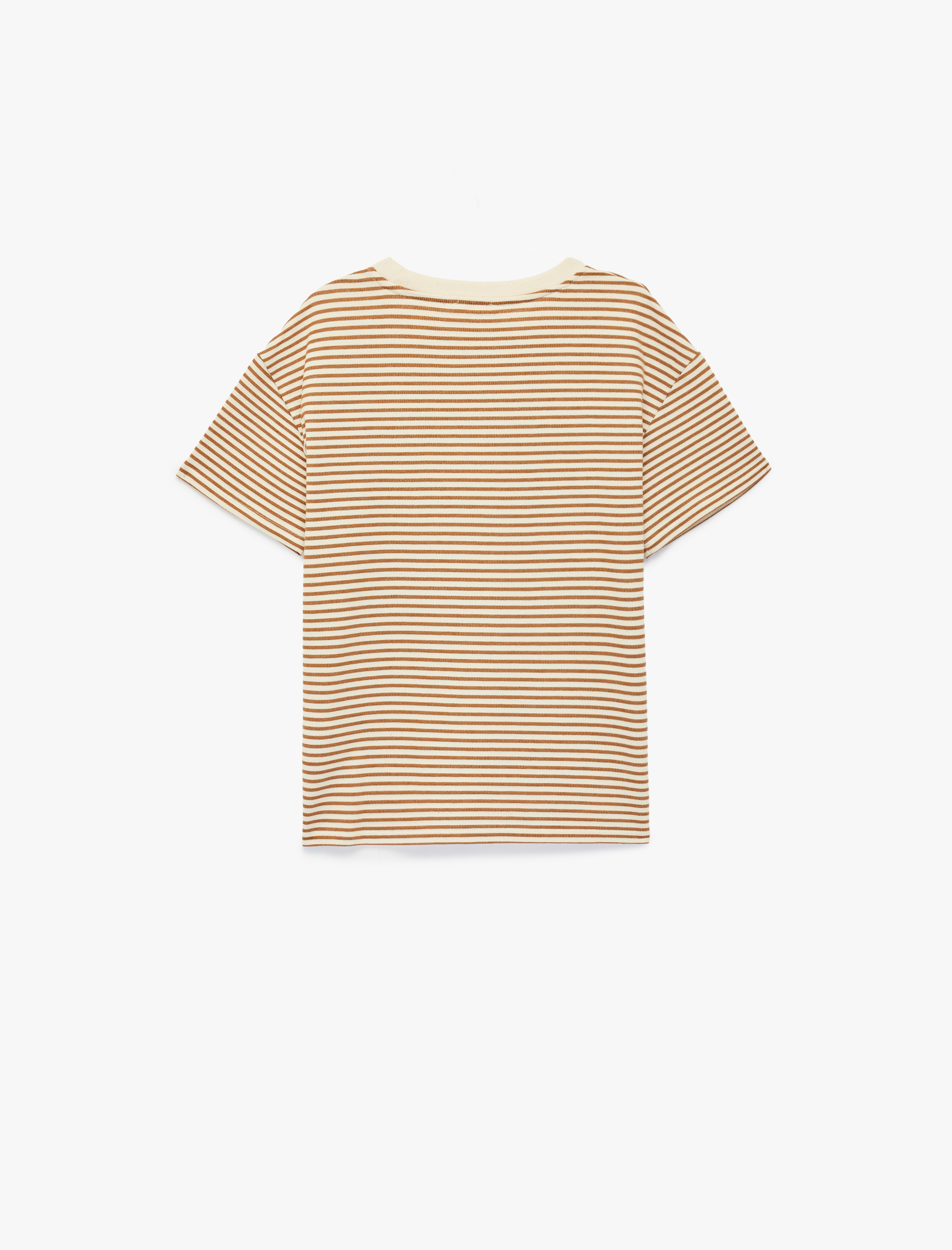  Erkek Çocuk Kısa Kollu Bisiklet Yaka Pamuklu Oversize Çizgili Tişört