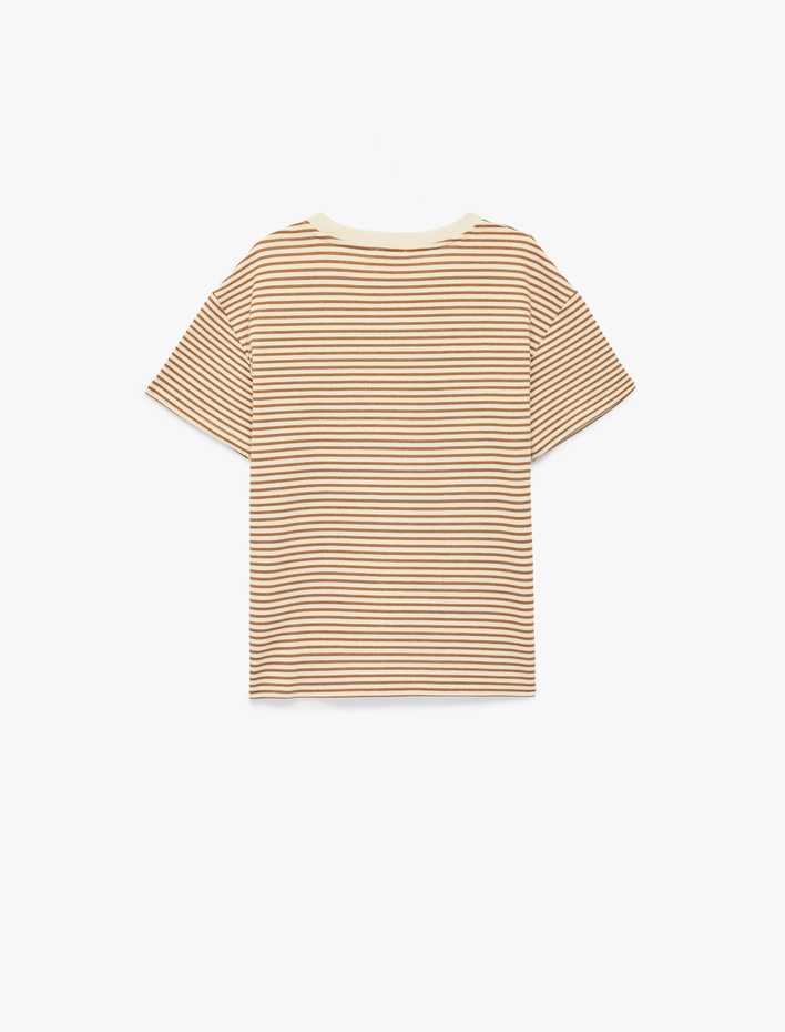 Erkek Çocuk Kısa Kollu Bisiklet Yaka Pamuklu Oversize Çizgili Tişört