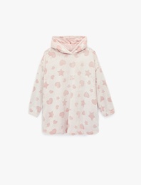 Kapüşonlu Uzun Kollu Cepli Oversize Peluş Sabahlık