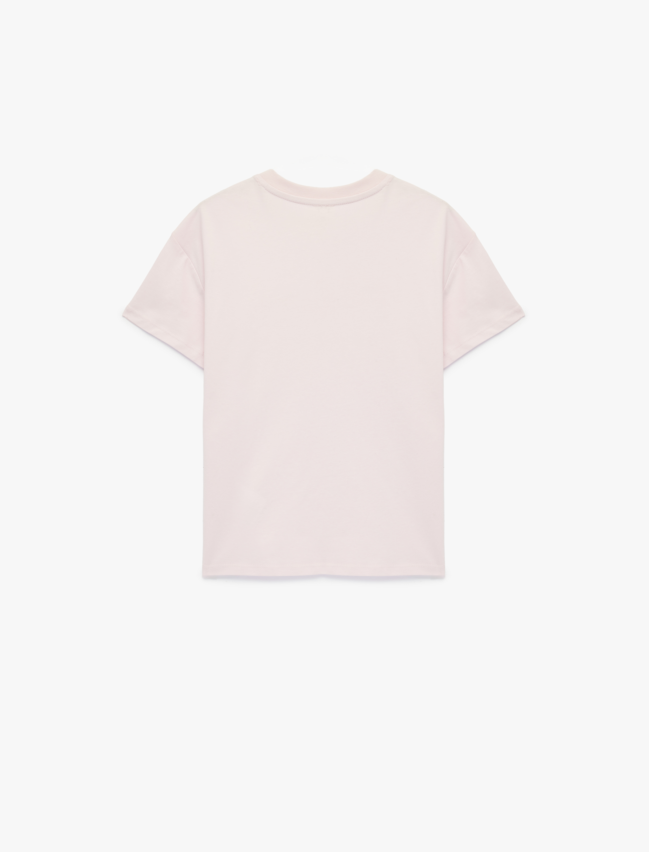  Kız Çocuk Kurdele Nakışlı Kısa Kollu Bisiklet Yaka Pamuklu Tişört