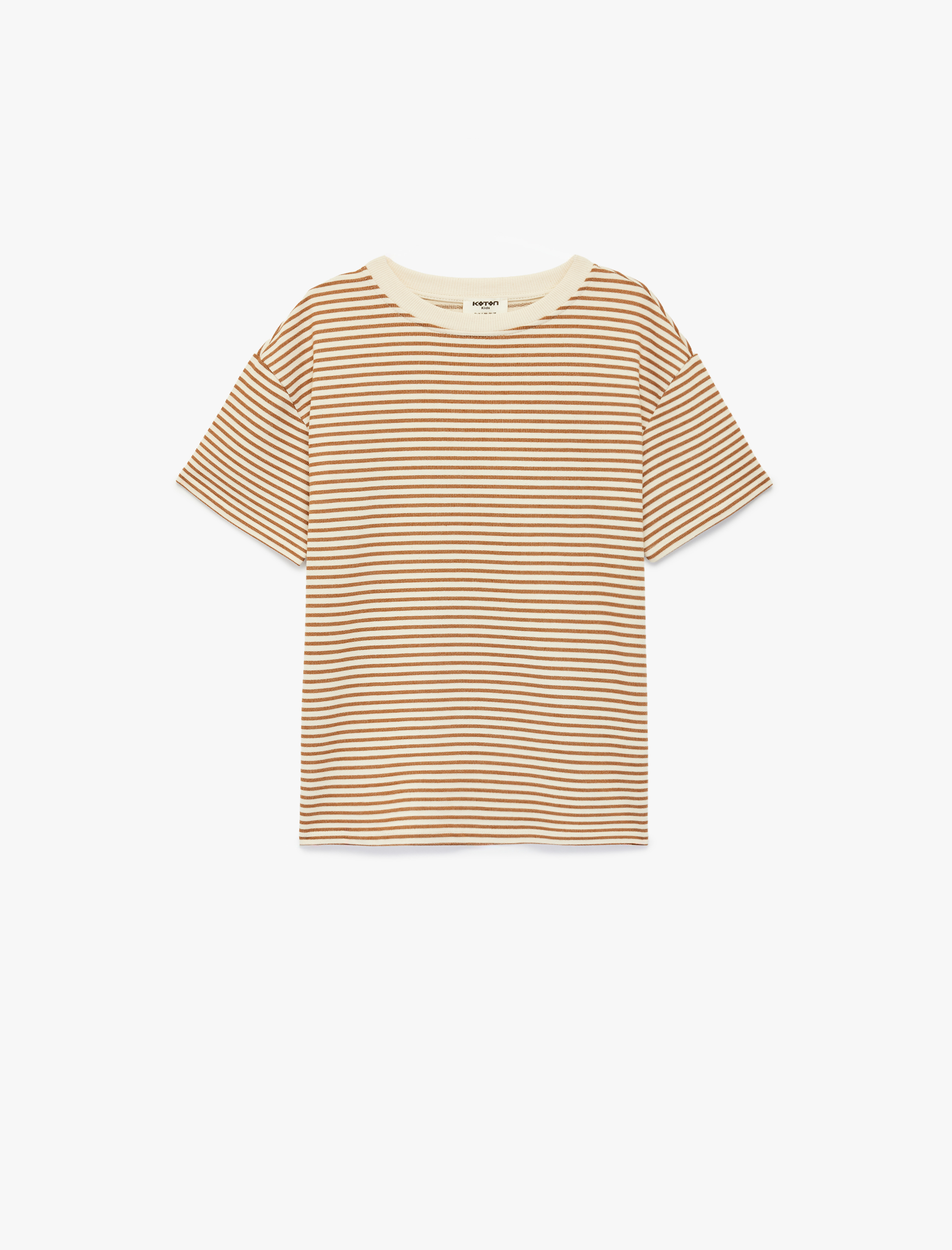  Erkek Çocuk Kısa Kollu Bisiklet Yaka Pamuklu Oversize Çizgili Tişört