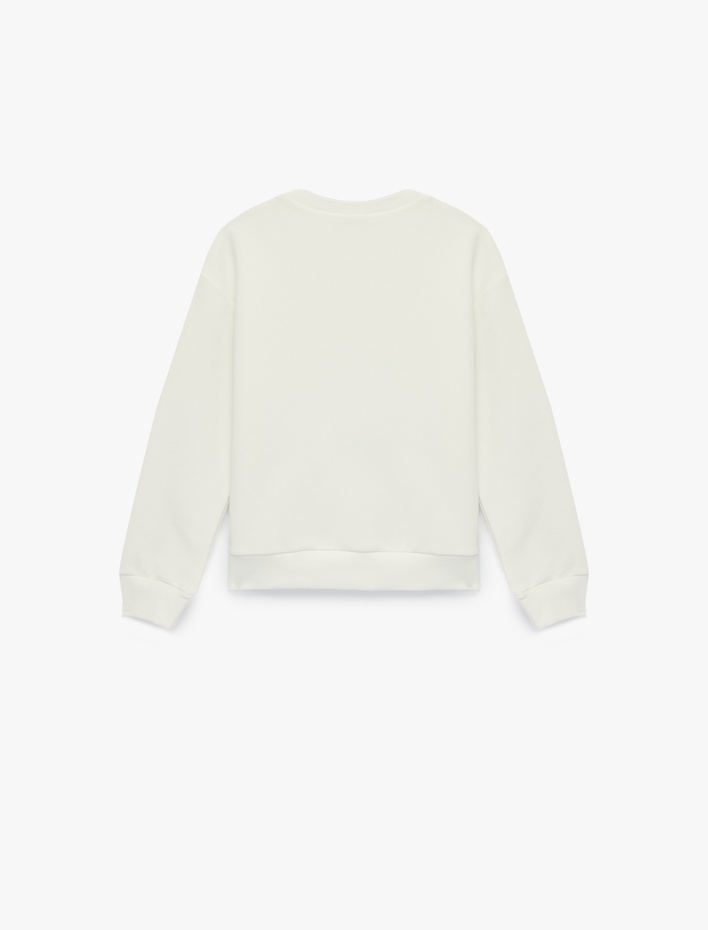 Kız Çocuk Uzun Kollu Bisiklet Yaka Pullu Payetli Yılbaşı Temalı Sweatshirt