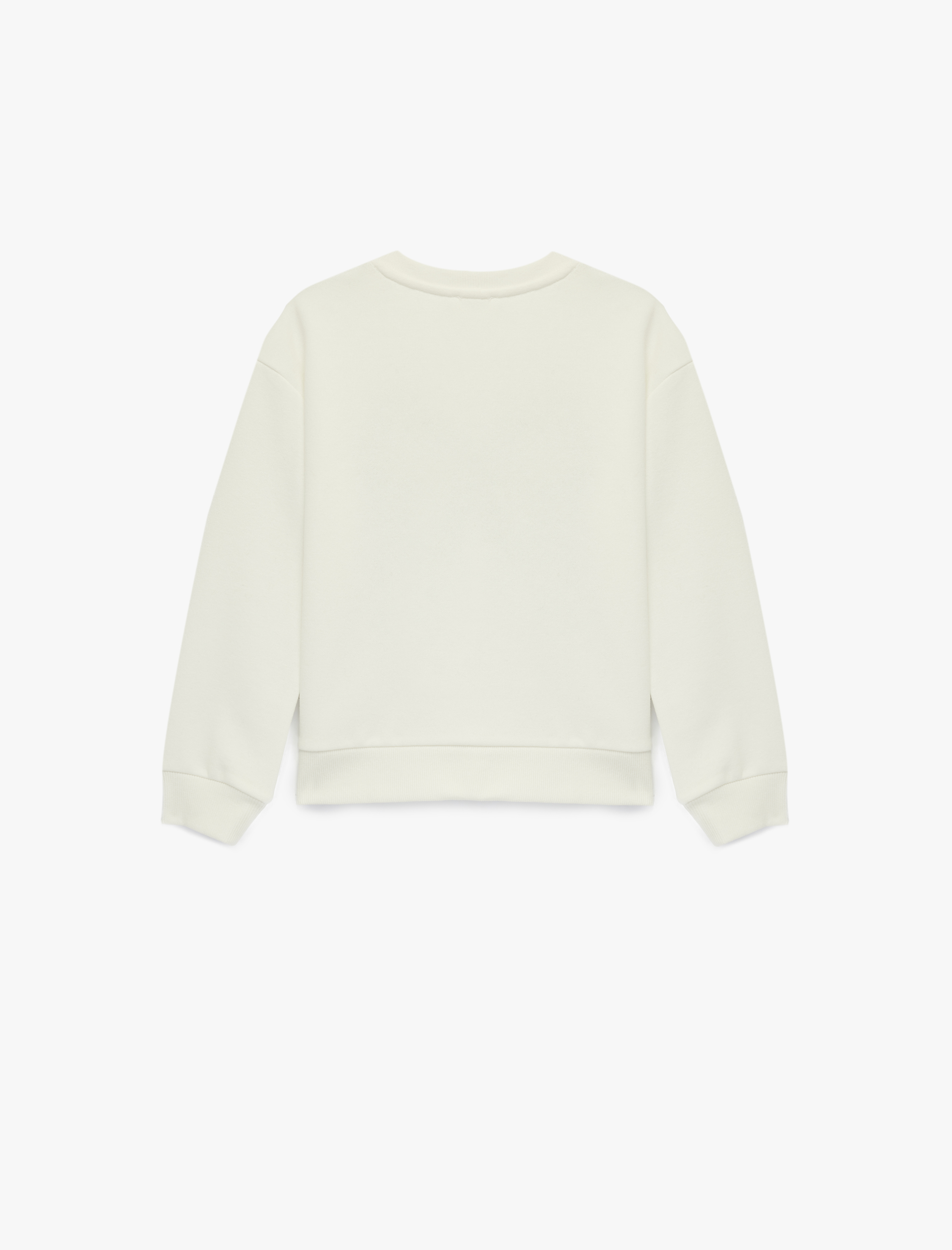  Kız Çocuk Uzun Kollu Bisiklet Yaka Fiyonk İşlemeli Sweatshirt