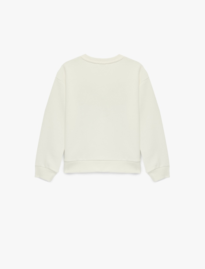Kız Çocuk Uzun Kollu Bisiklet Yaka Fiyonk İşlemeli Sweatshirt