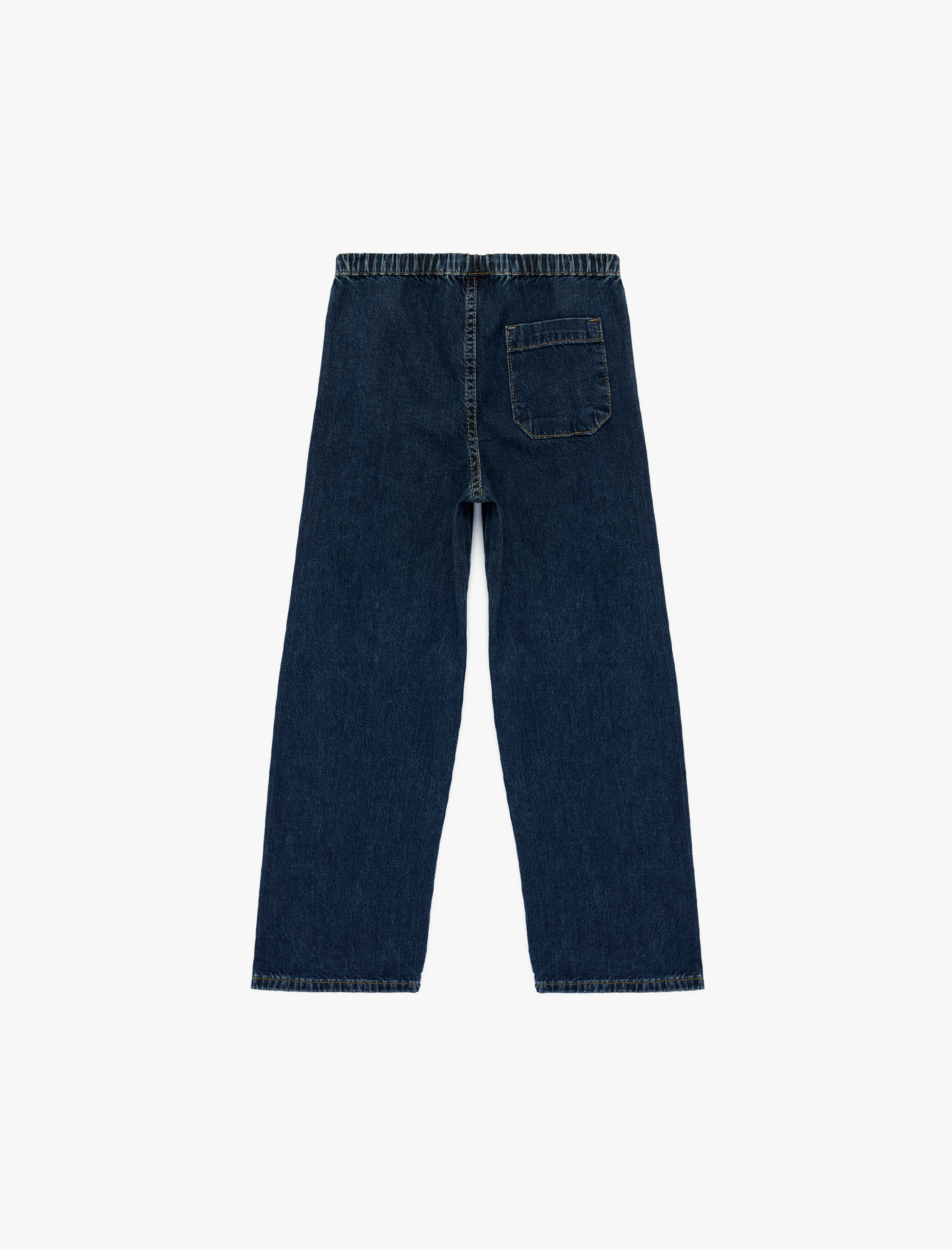  Kız Çocuk Pamuklu Beli Bağcıklı Geniş Paça Denim Pantolon