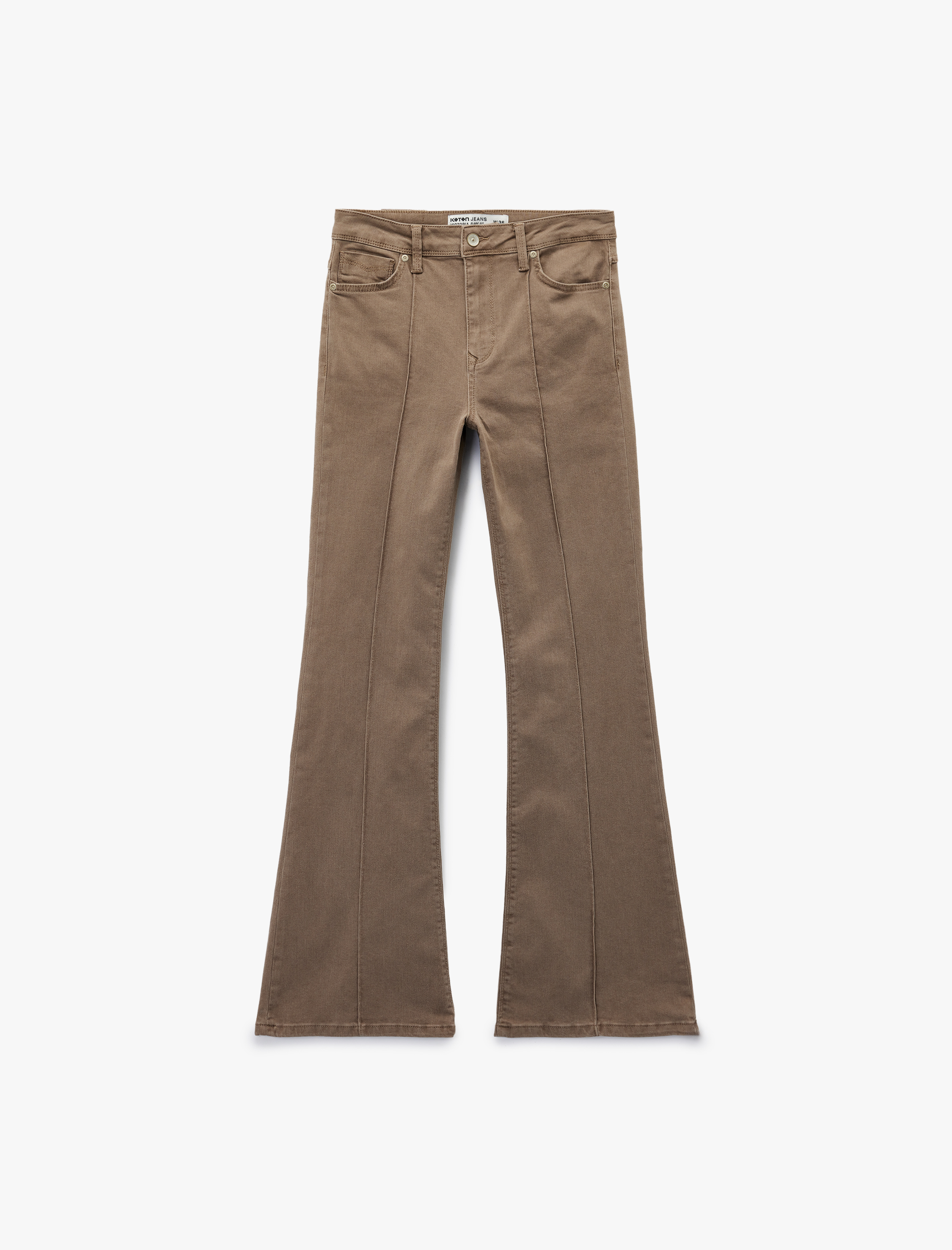   Slim Fit Normal Bel Cep Detaylı Nervürlü İspanyol Paça Pantolon - Flare Jeans