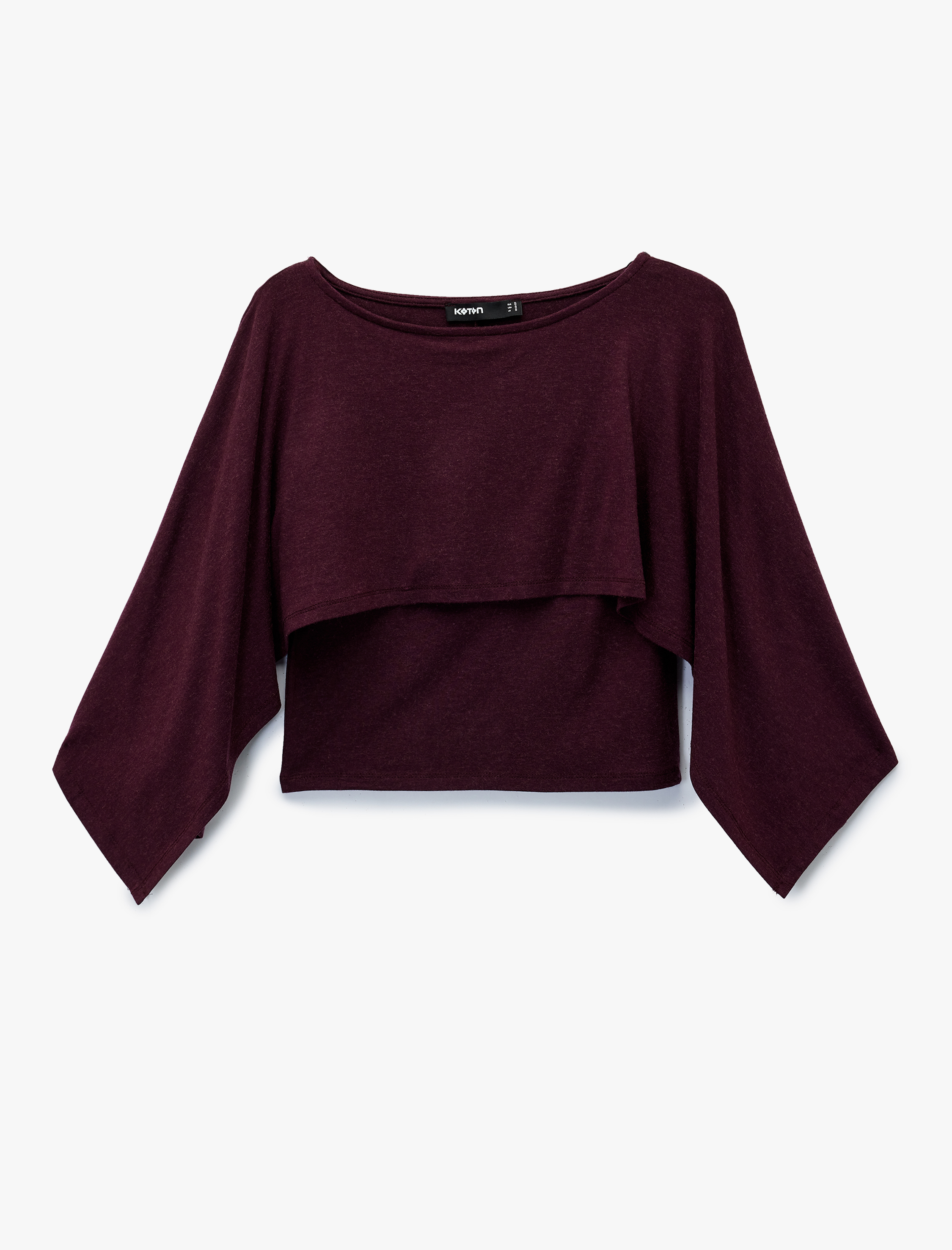   Slim Fit Yuvarlak Yaka Yarasa Kollu Panço Kazak