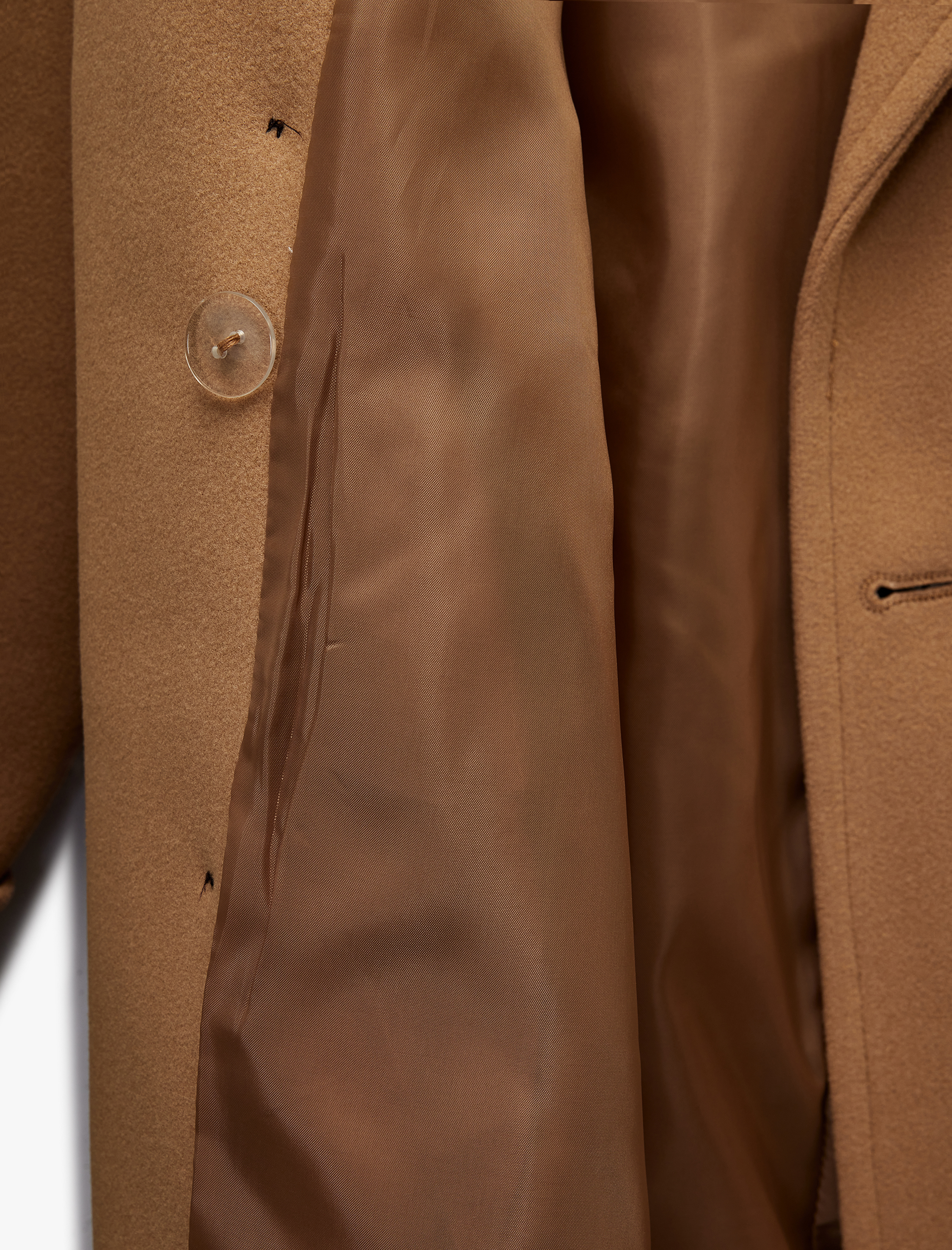   Trenç Kaban Kaşe Kruvaze Düğmeli Kemerli Cepli Uzun Kollu